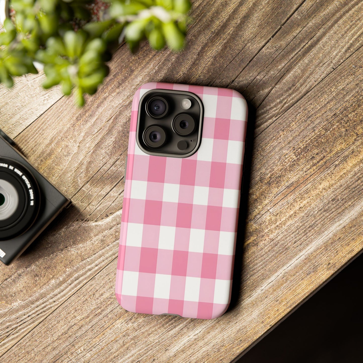 Pink Gingham Cute Phone Case Cover, for Fashion Lovers, Gift for Her, Stylish Tech Accessory, Perfect for Birthdays & Holidays