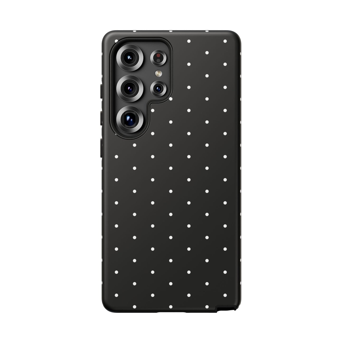 Phone Case, Elegant Black Tough Case with White Dots, Stylish Protective Cover, Minimalist Design, Gift for Her, Birthday Present, Christmas
