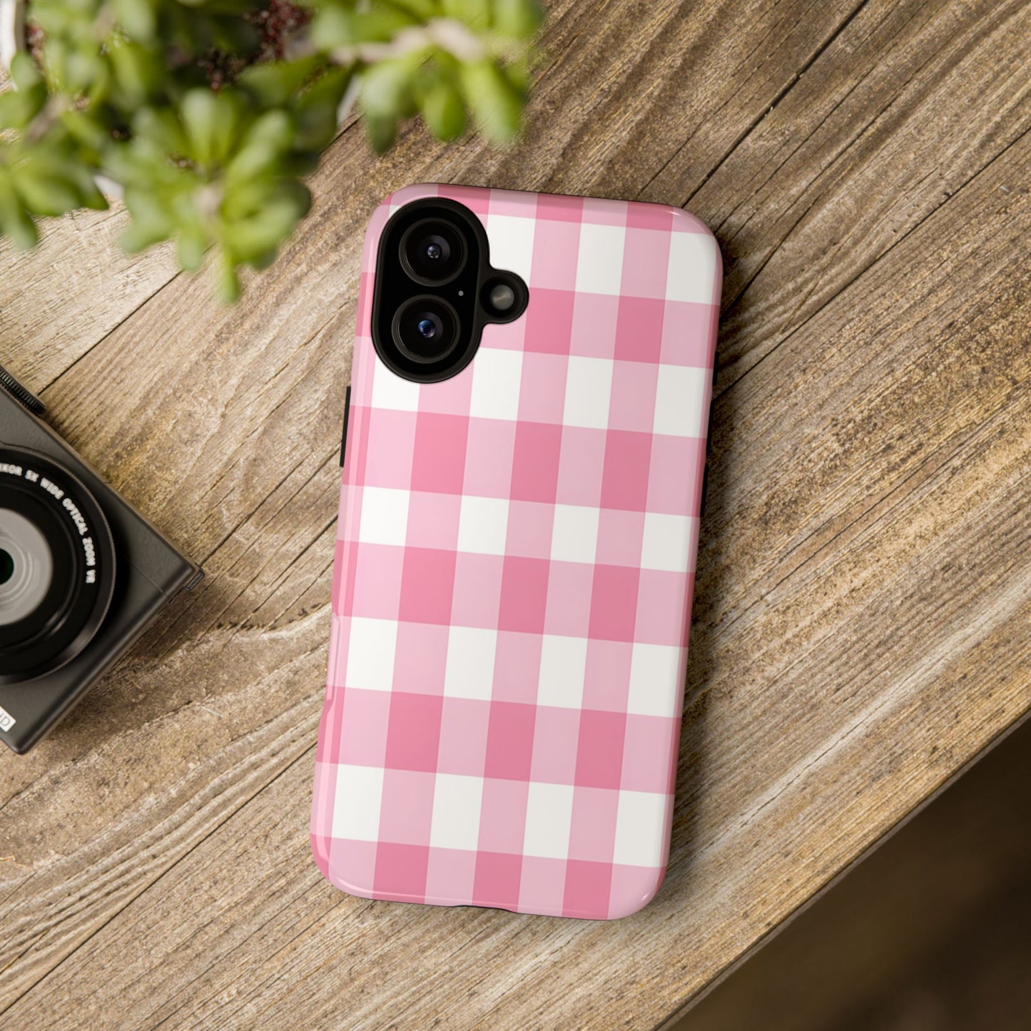 Pink Gingham Cute Phone Case Cover, for Fashion Lovers, Gift for Her, Stylish Tech Accessory, Perfect for Birthdays & Holidays