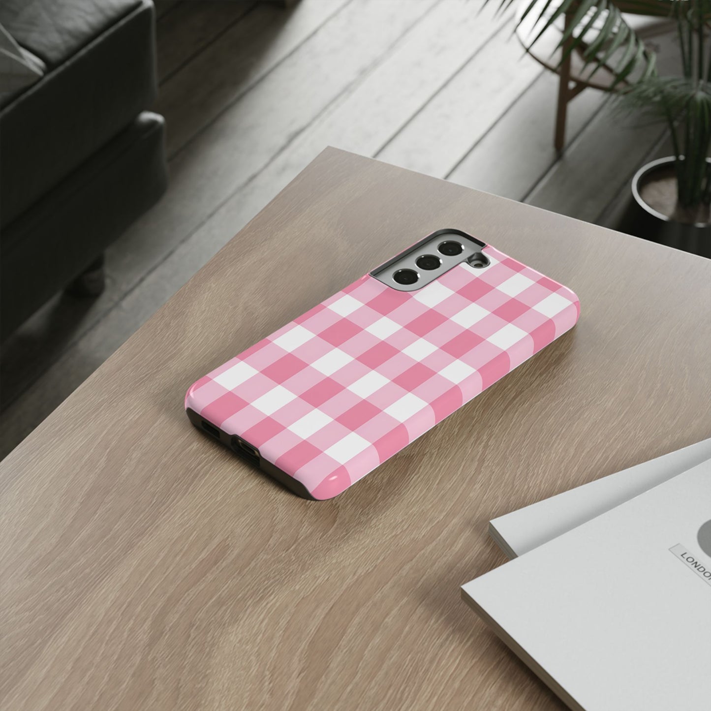 Pink Gingham Cute Phone Case Cover, for Fashion Lovers, Gift for Her, Stylish Tech Accessory, Perfect for Birthdays & Holidays