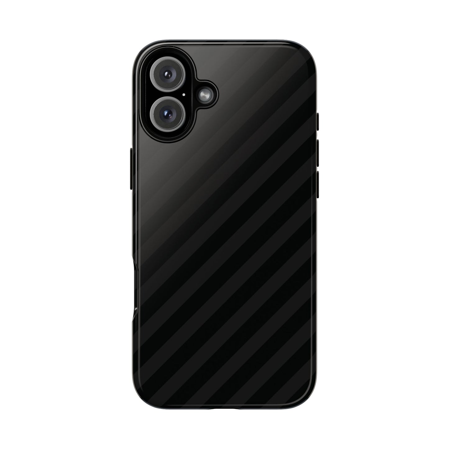 Phone Case, Black Diagonal Pattern Tough Gloss Finish Protective Cover, iPhone, Samsung, Google Pixel, Unique Geometric Design, Gift