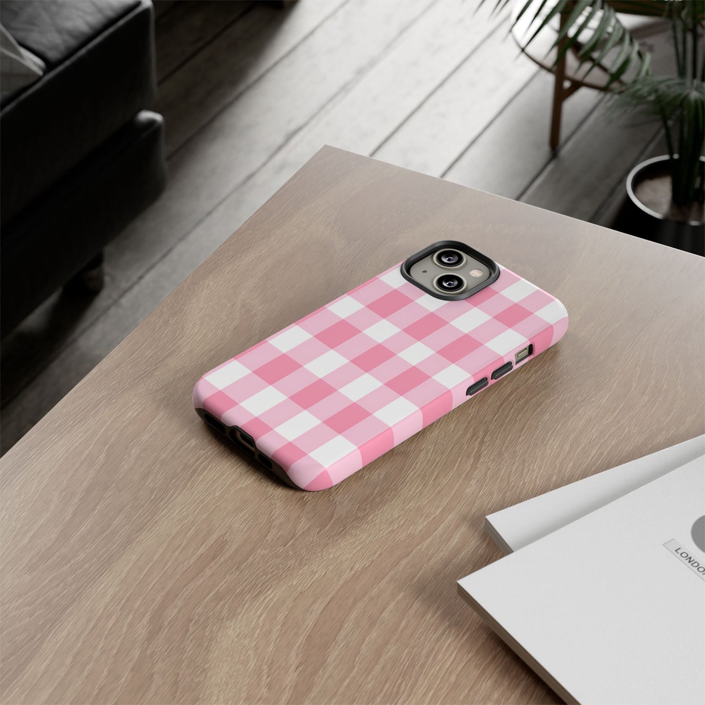Pink Gingham Cute Phone Case Cover, for Fashion Lovers, Gift for Her, Stylish Tech Accessory, Perfect for Birthdays & Holidays