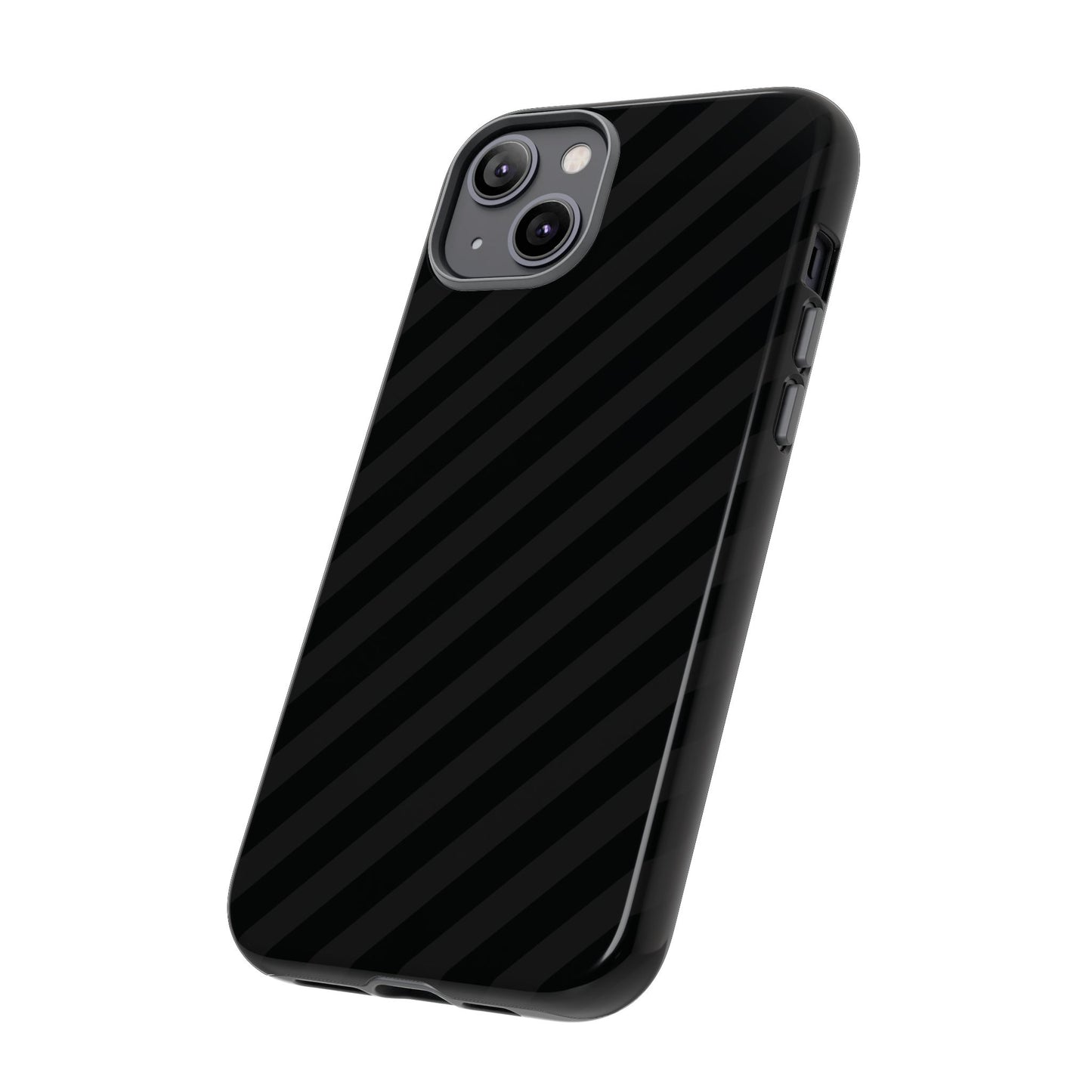 Phone Case, Black Diagonal Pattern Tough Gloss Finish Protective Cover, iPhone, Samsung, Google Pixel, Unique Geometric Design, Gift