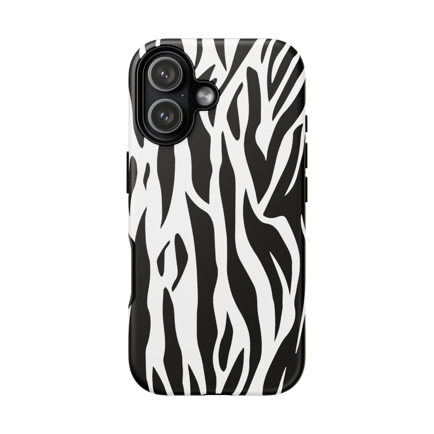 Black White Tiger Print Tough Case Cover for iPhone Samsung and Google phones.