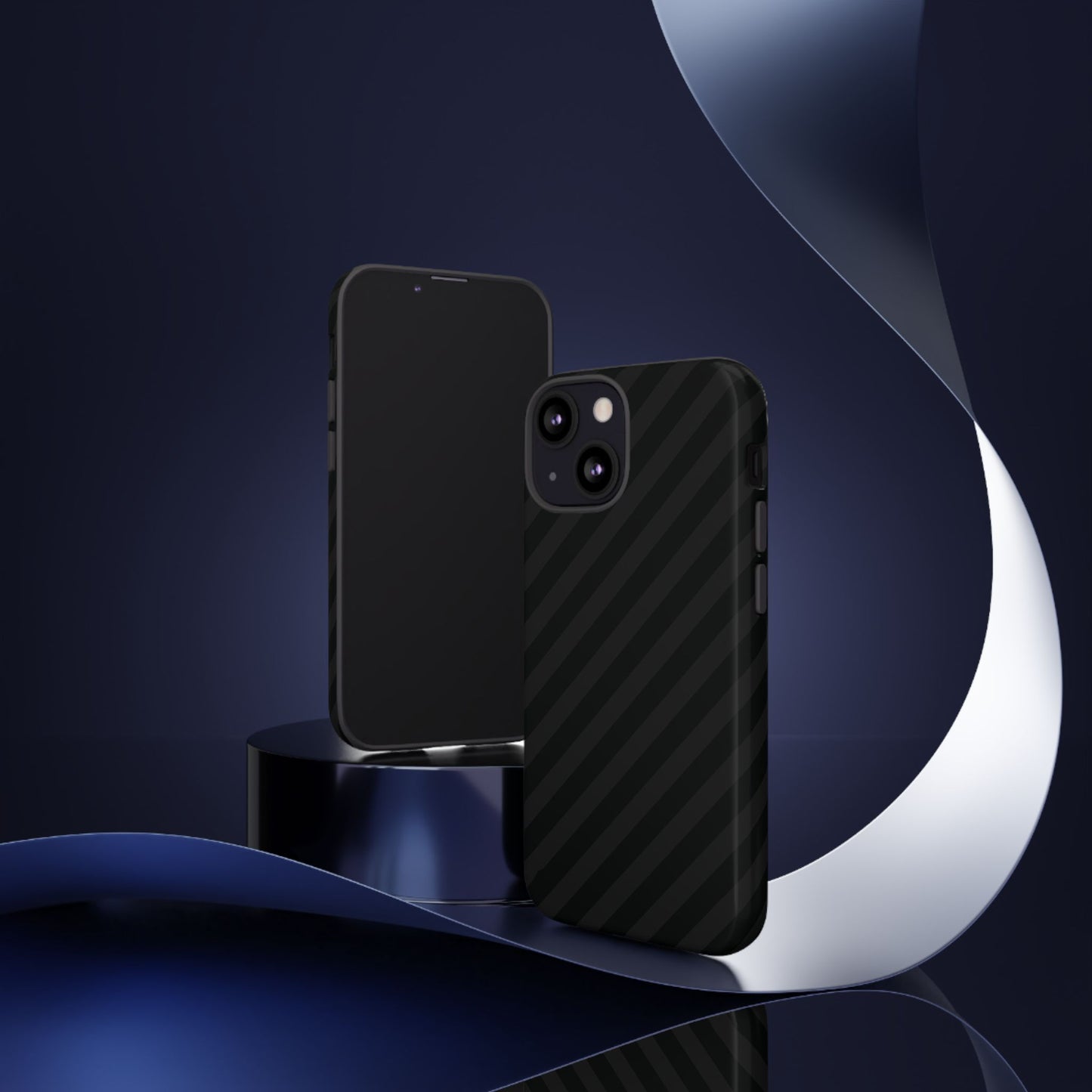 Phone Case, Black Diagonal Pattern Tough Gloss Finish Protective Cover, iPhone, Samsung, Google Pixel, Unique Geometric Design, Gift
