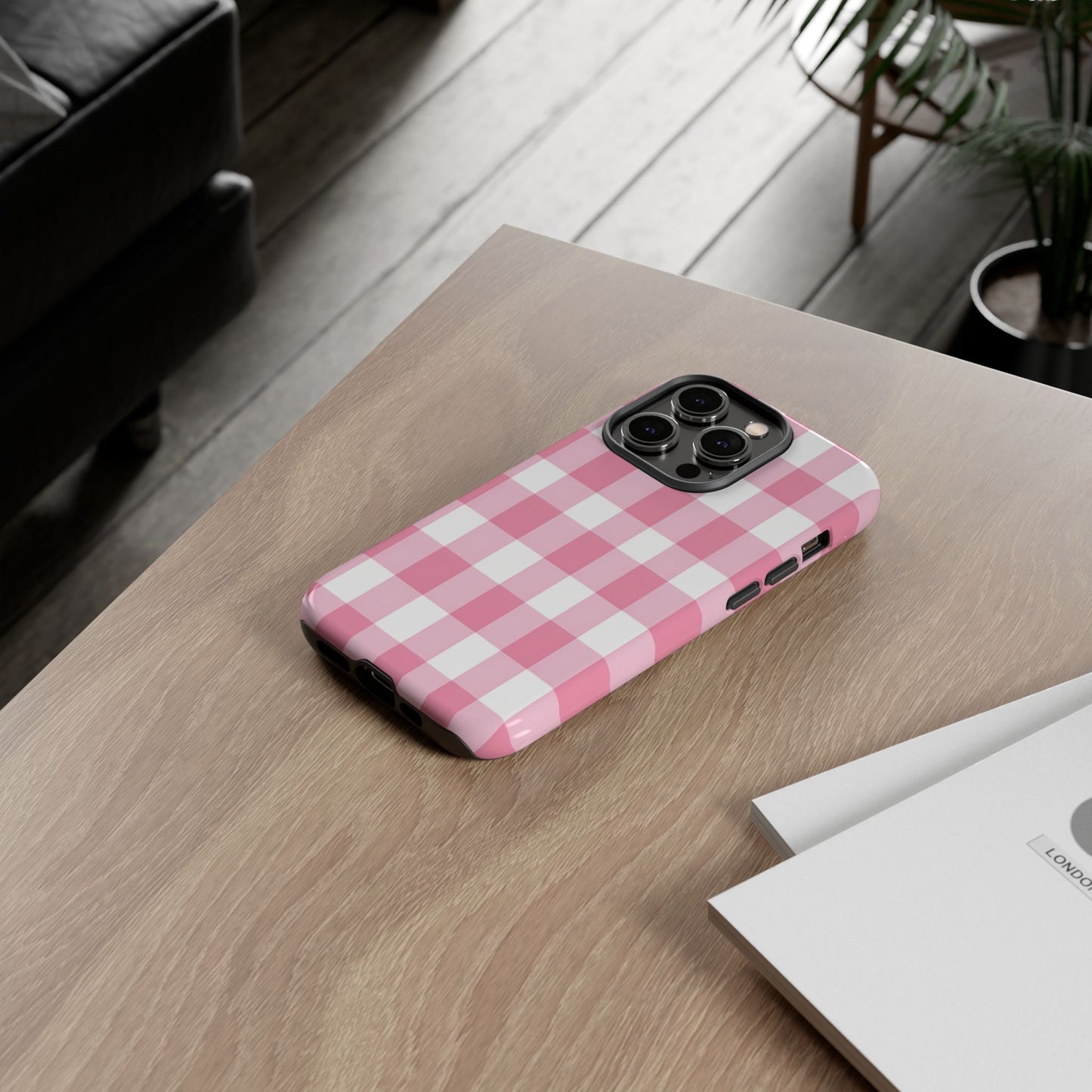 Pink Gingham Cute Phone Case Cover, for Fashion Lovers, Gift for Her, Stylish Tech Accessory, Perfect for Birthdays & Holidays