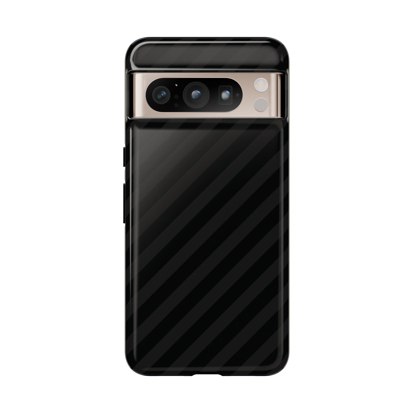 Phone Case, Black Diagonal Pattern Tough Gloss Finish Protective Cover, iPhone, Samsung, Google Pixel, Unique Geometric Design, Gift