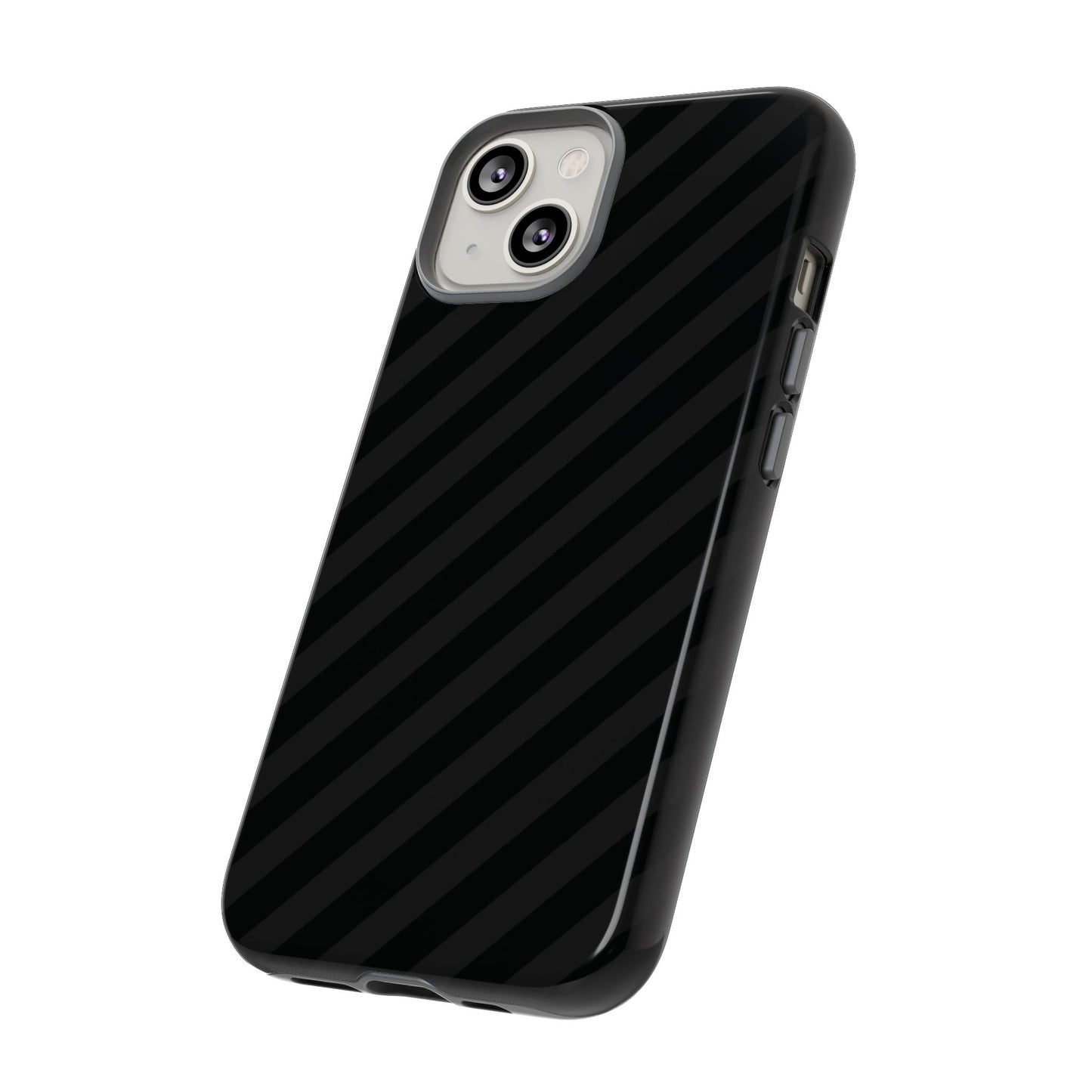 Phone Case, Black Diagonal Pattern Tough Gloss Finish Protective Cover, iPhone, Samsung, Google Pixel, Unique Geometric Design, Gift