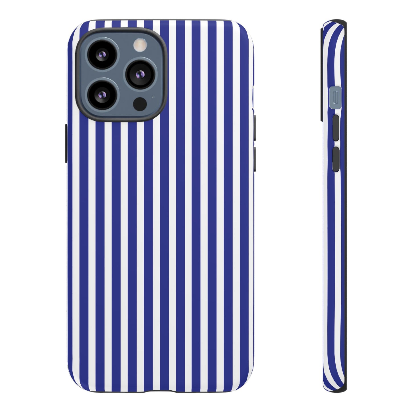 Phone Case, Blue White Striped Tough Case Cover, Protective Phone Cover, Hard Shell Phone Case, Phone Accessories, Phone Protector