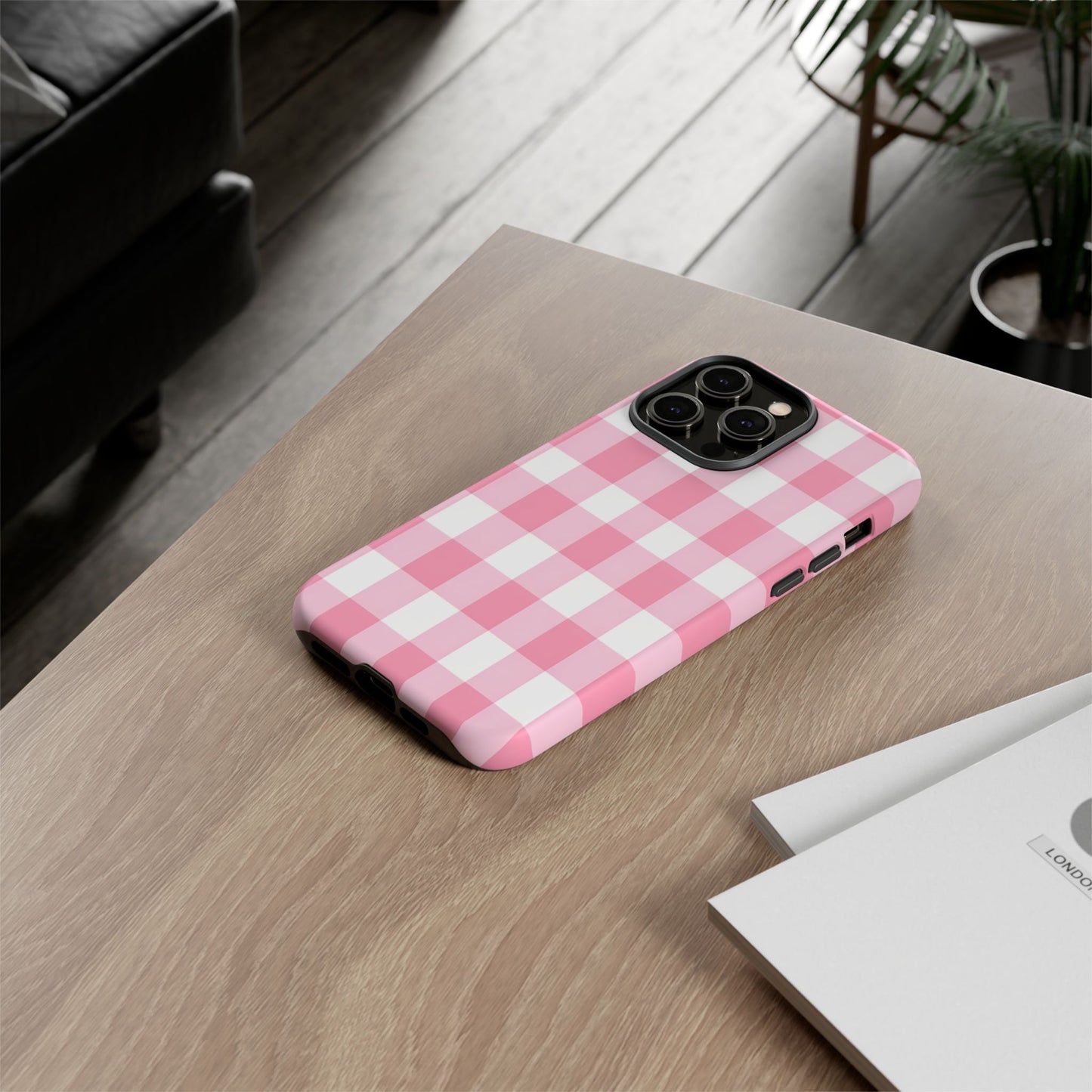 Pink Gingham Cute Phone Case Cover, for Fashion Lovers, Gift for Her, Stylish Tech Accessory, Perfect for Birthdays & Holidays