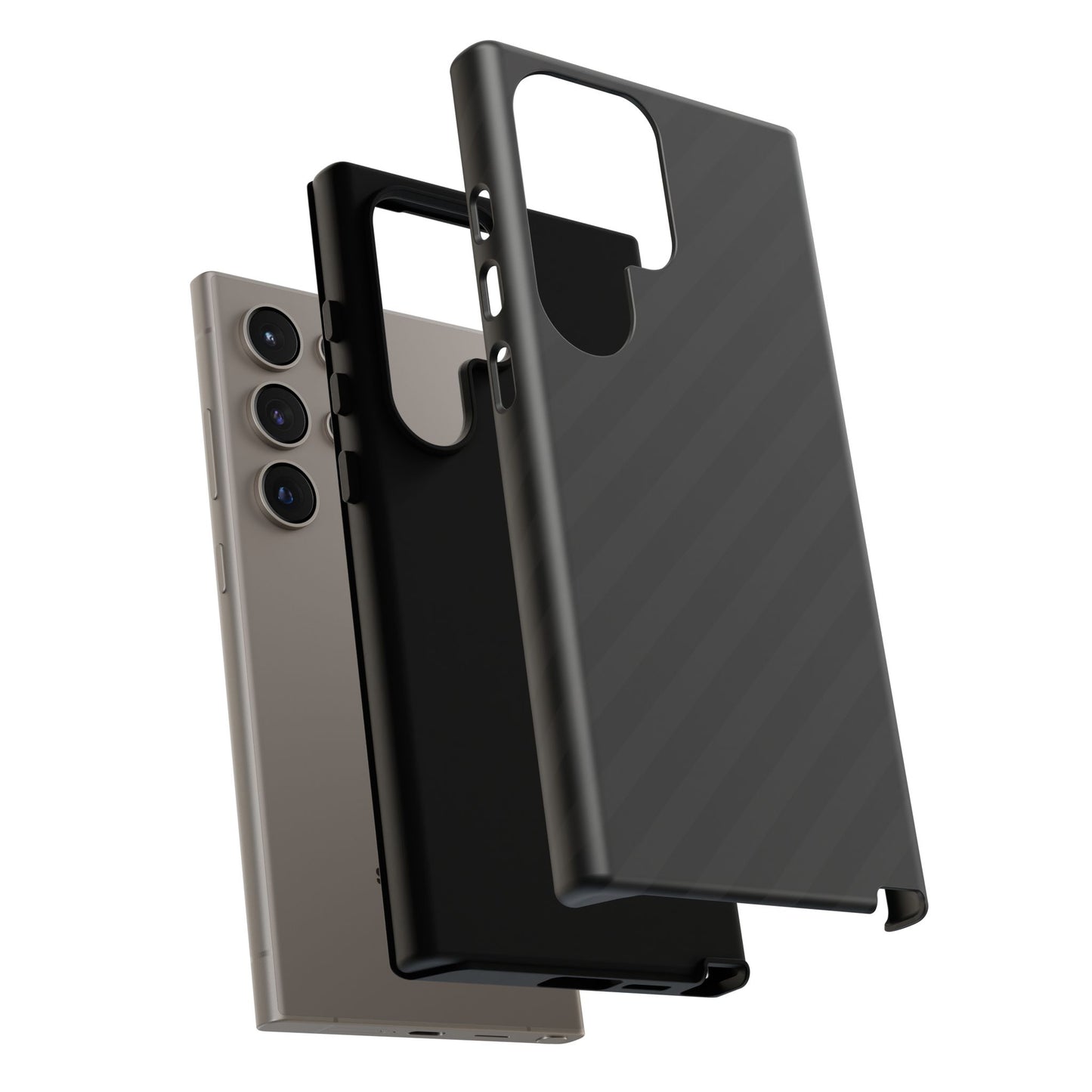 Phone Case, Black Diagonal Pattern Tough Gloss Finish Protective Cover, iPhone, Samsung, Google Pixel, Unique Geometric Design, Gift