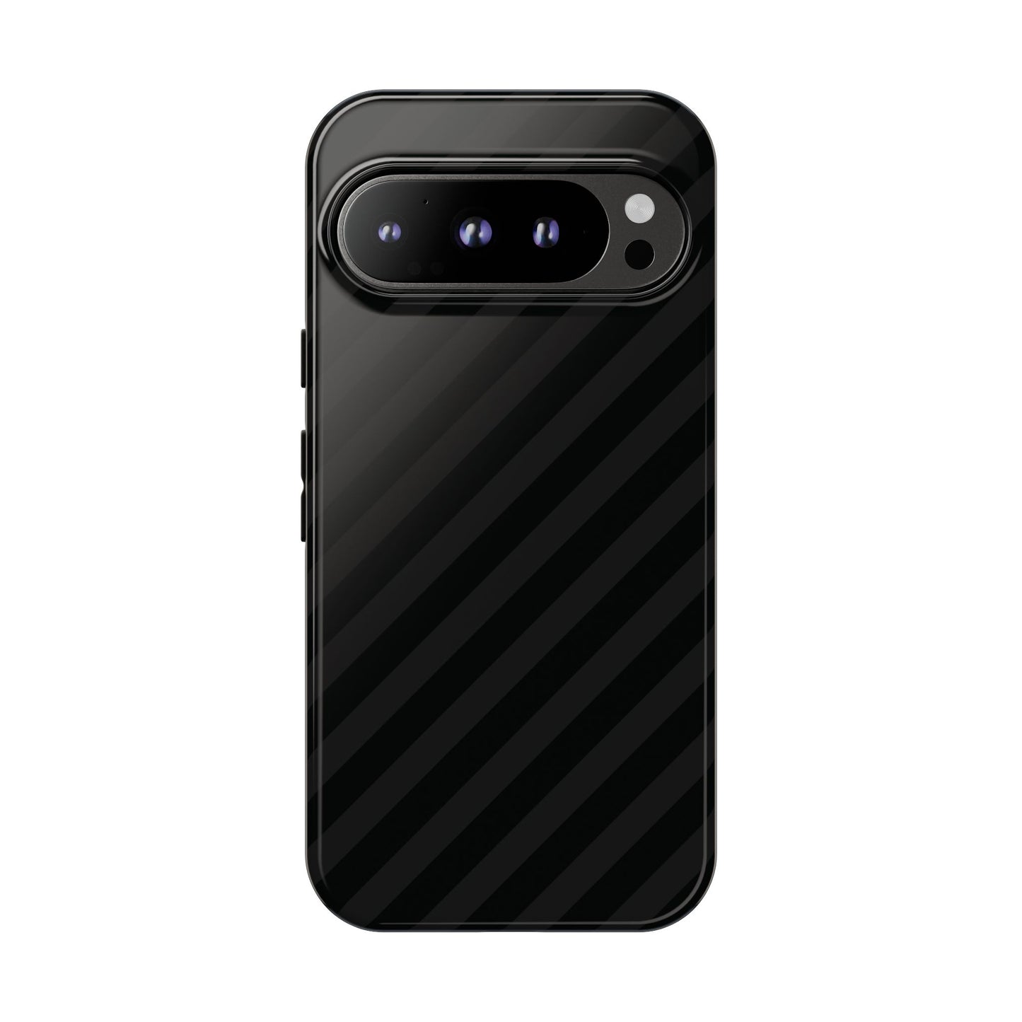 Phone Case, Black Diagonal Pattern Tough Gloss Finish Protective Cover, iPhone, Samsung, Google Pixel, Unique Geometric Design, Gift