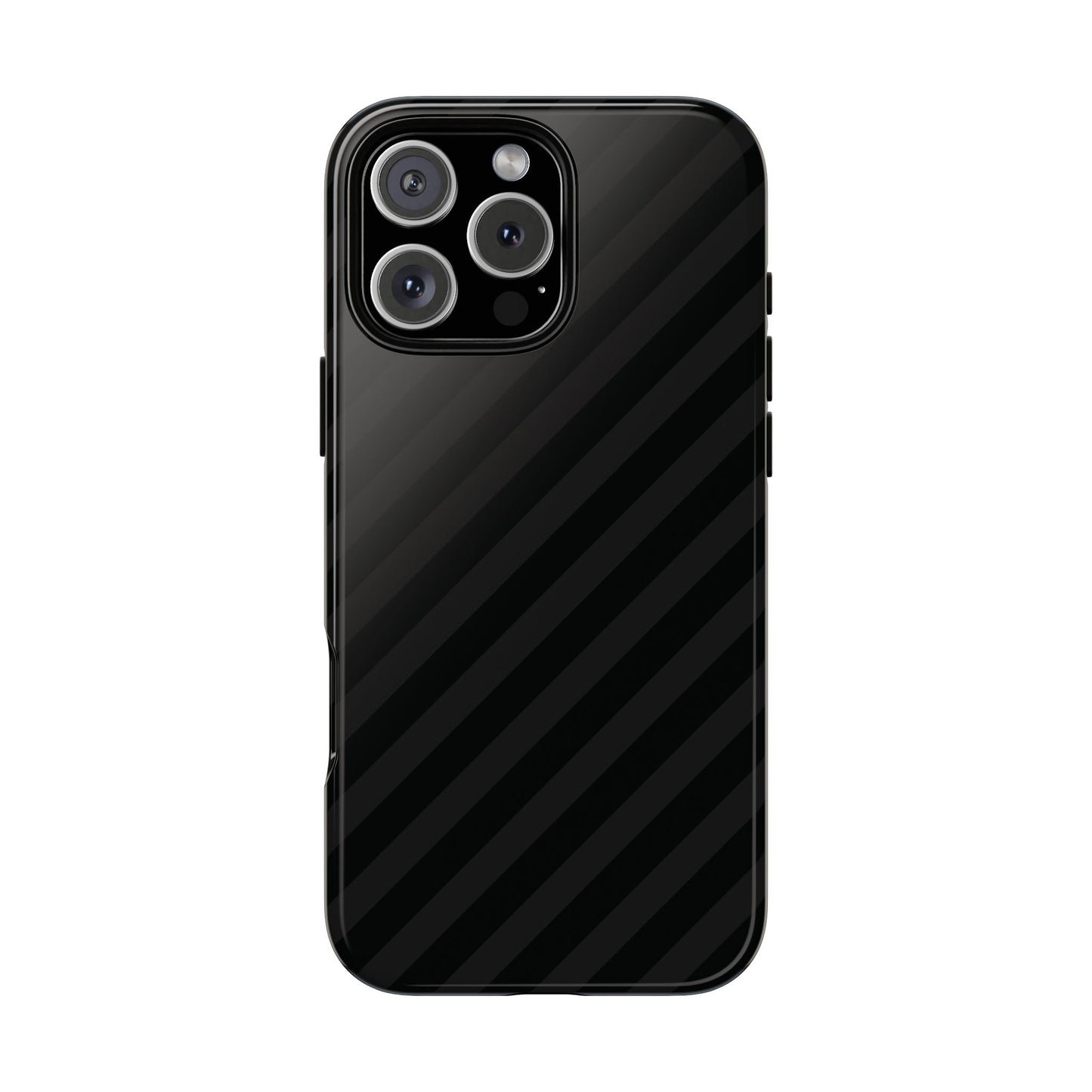 Phone Case, Black Diagonal Pattern Tough Gloss Finish Protective Cover, iPhone, Samsung, Google Pixel, Unique Geometric Design, Gift
