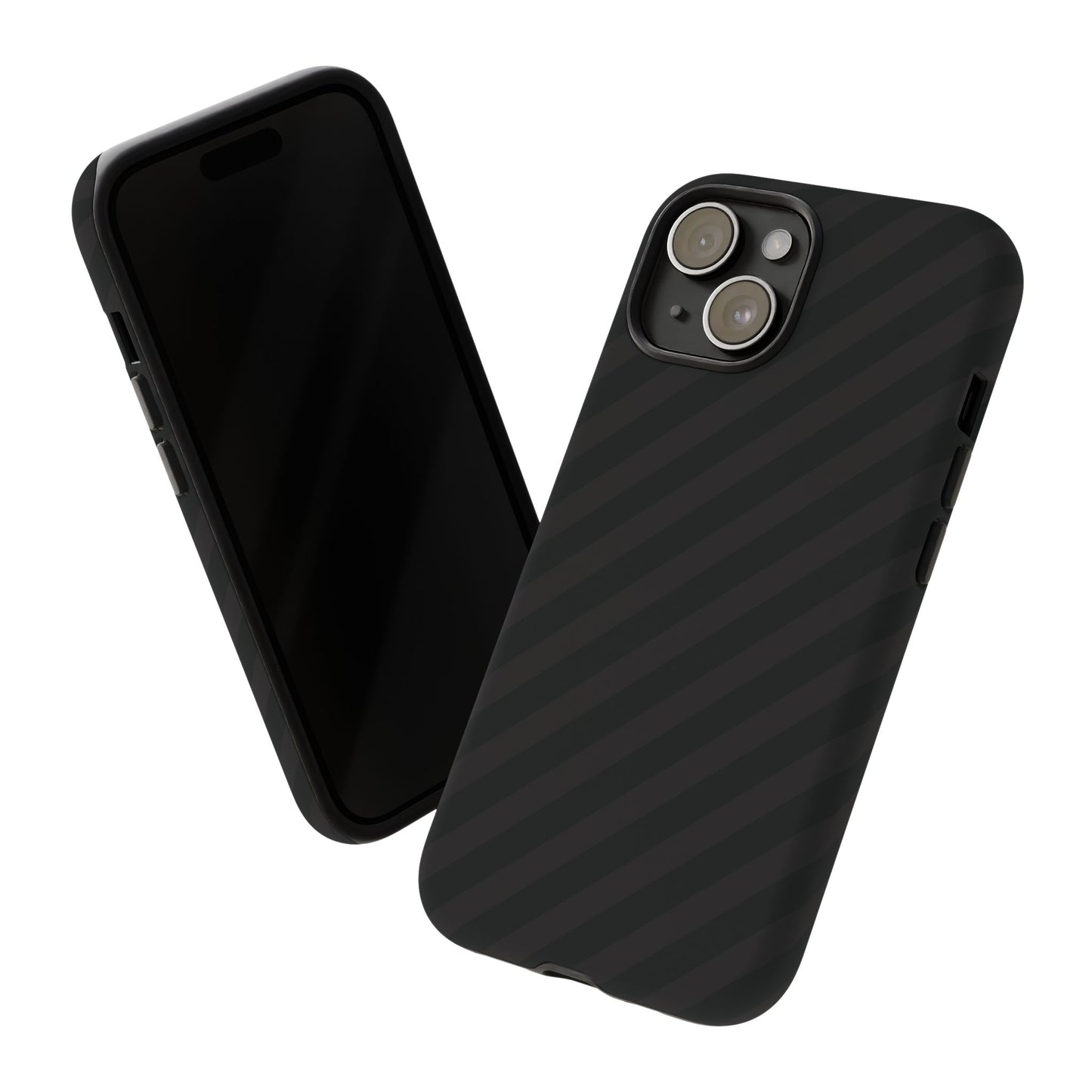 Phone Case, Black Diagonal Pattern Tough Gloss Finish Protective Cover, iPhone, Samsung, Google Pixel, Unique Geometric Design, Gift
