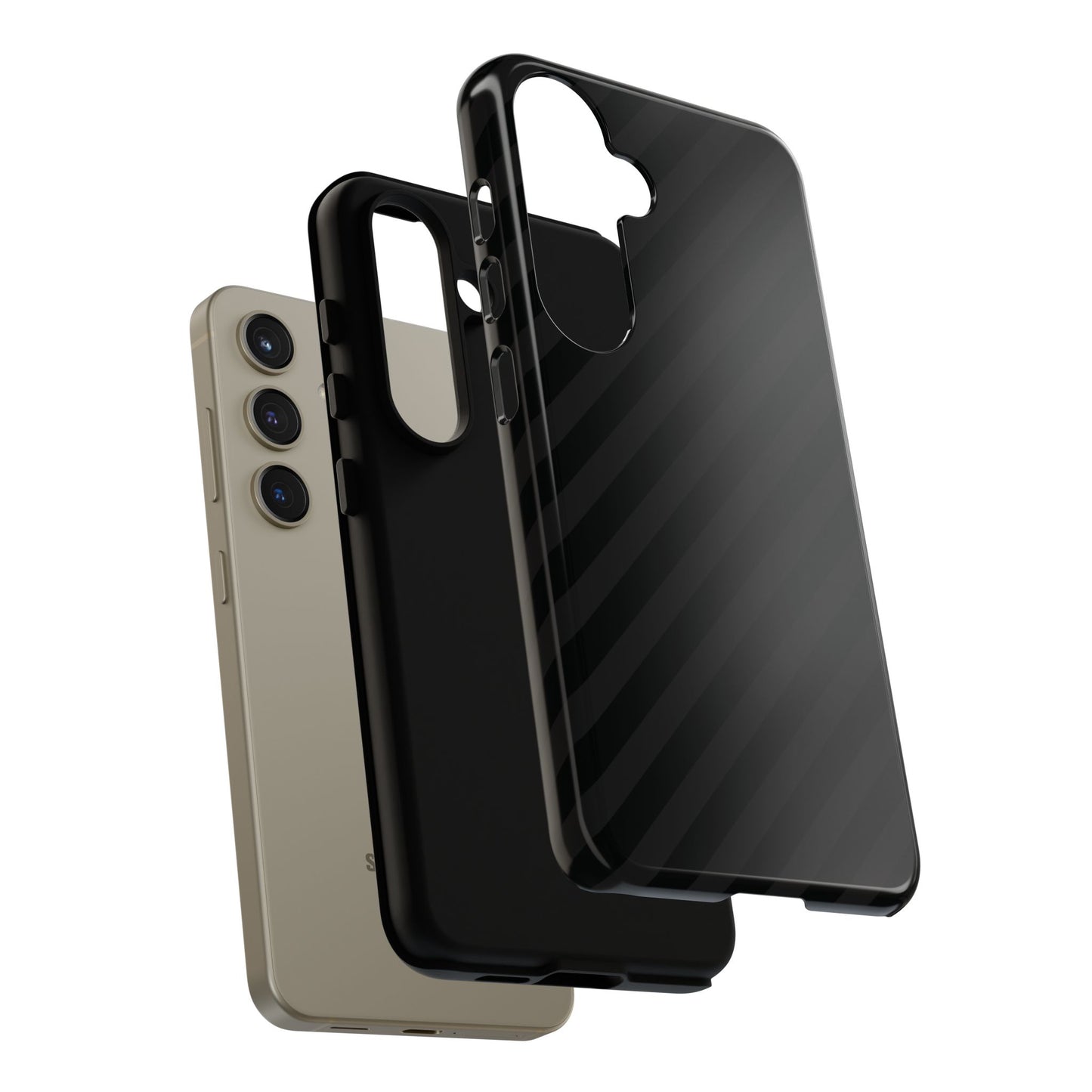 Phone Case, Black Diagonal Pattern Tough Gloss Finish Protective Cover, iPhone, Samsung, Google Pixel, Unique Geometric Design, Gift