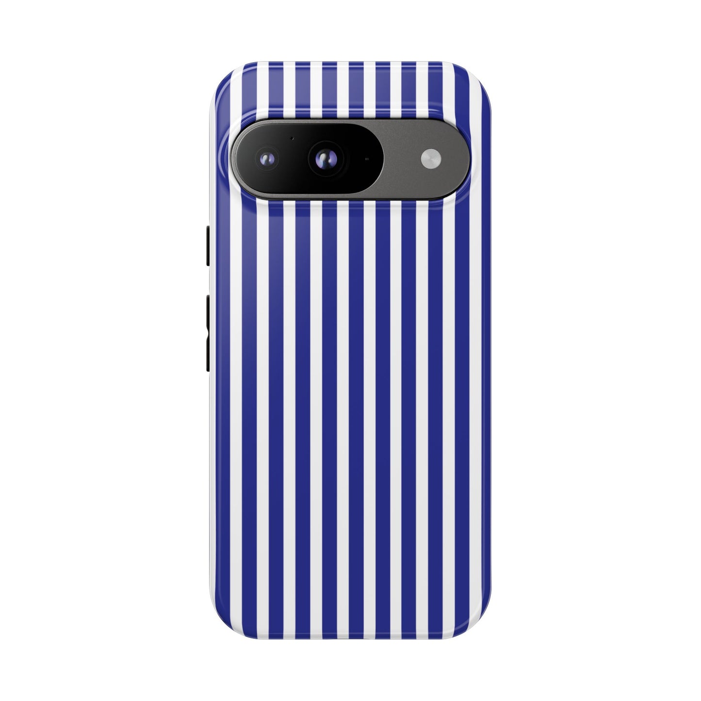 Phone Case, Blue White Striped Tough Case Cover, Protective Phone Cover, Hard Shell Phone Case, Phone Accessories, Phone Protector
