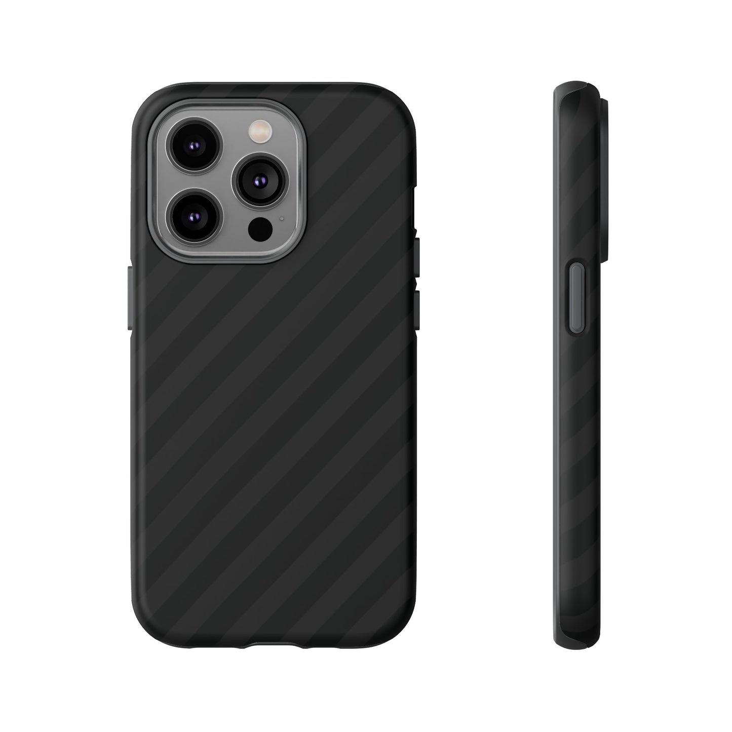 Phone Case, Black Diagonal Pattern Tough Gloss Finish Protective Cover, iPhone, Samsung, Google Pixel, Unique Geometric Design, Gift