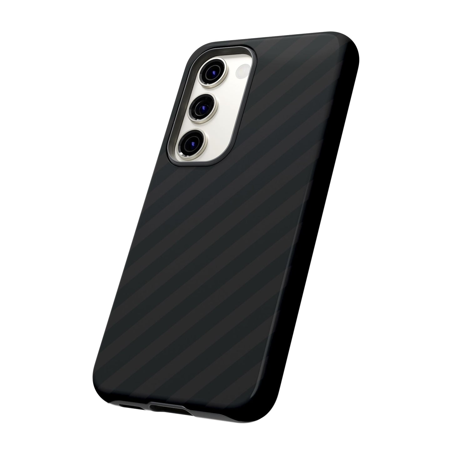 Phone Case, Black Diagonal Pattern Tough Gloss Finish Protective Cover, iPhone, Samsung, Google Pixel, Unique Geometric Design, Gift