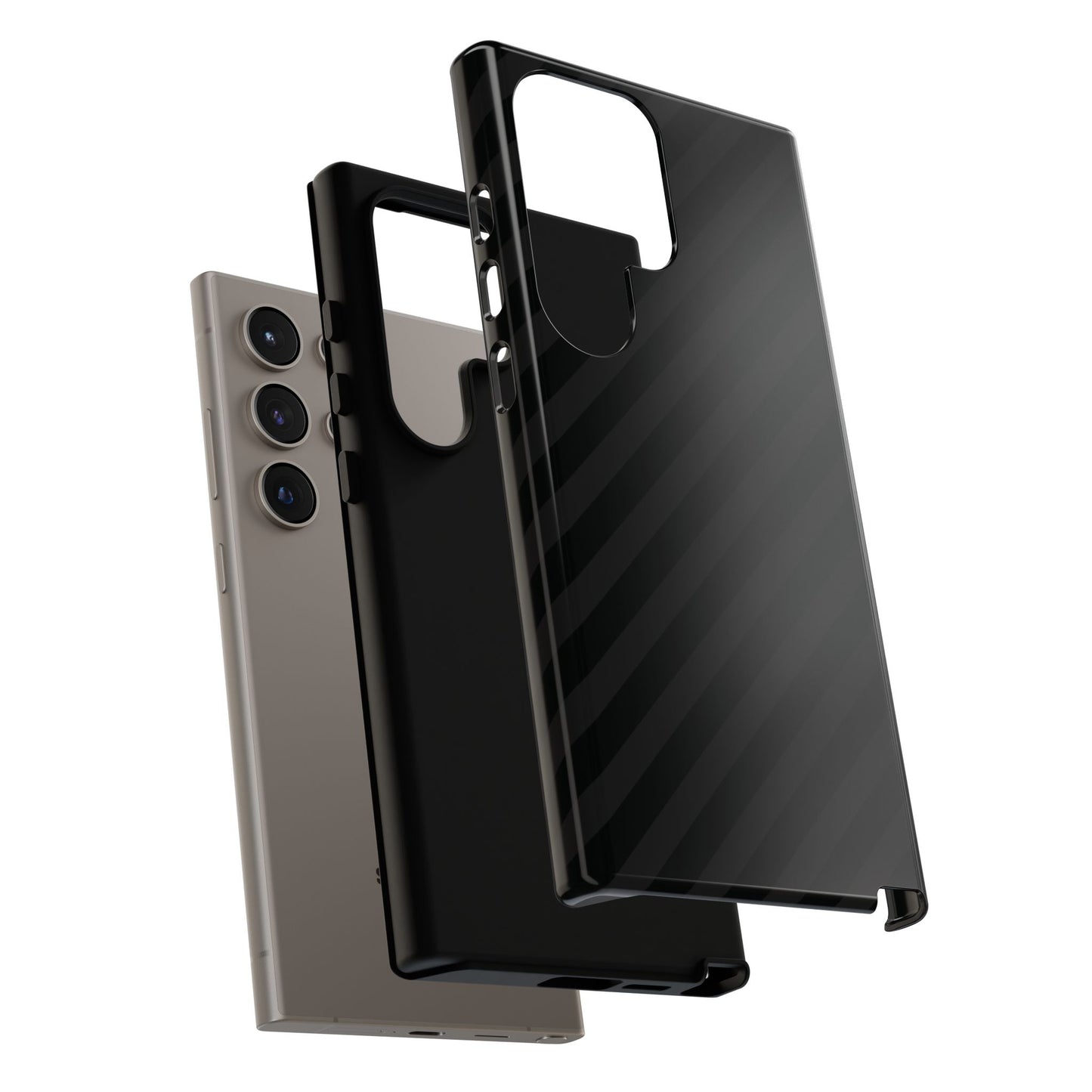 Phone Case, Black Diagonal Pattern Tough Gloss Finish Protective Cover, iPhone, Samsung, Google Pixel, Unique Geometric Design, Gift