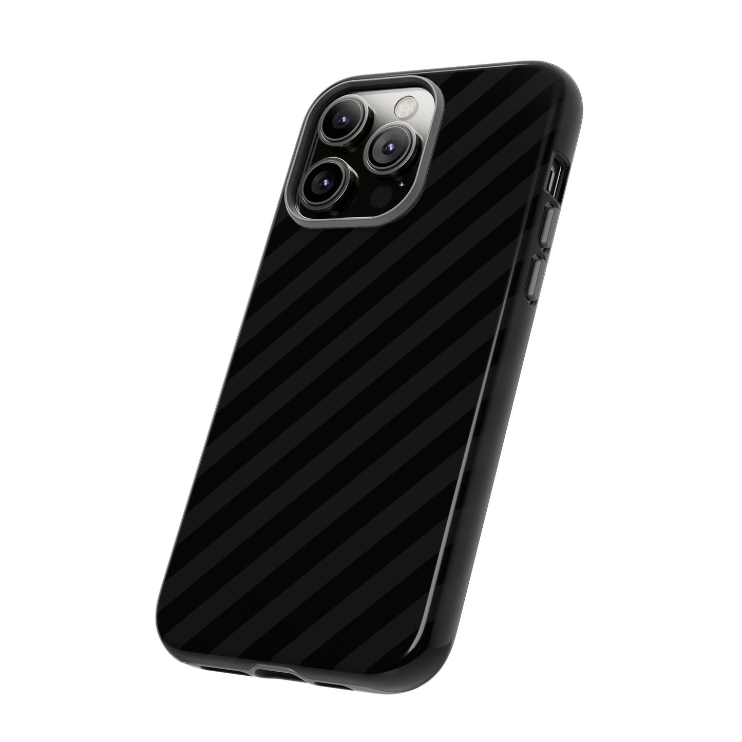 Phone Case, Black Diagonal Pattern Tough Gloss Finish Protective Cover, iPhone, Samsung, Google Pixel, Unique Geometric Design, Gift