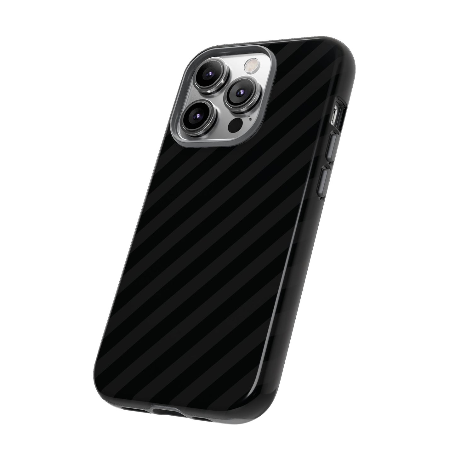 Phone Case, Black Diagonal Pattern Tough Gloss Finish Protective Cover, iPhone, Samsung, Google Pixel, Unique Geometric Design, Gift