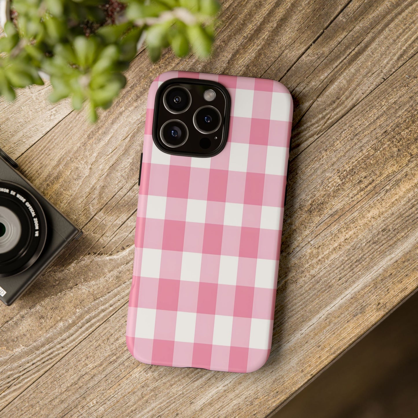 Pink Gingham Cute Phone Case Cover, for Fashion Lovers, Gift for Her, Stylish Tech Accessory, Perfect for Birthdays & Holidays
