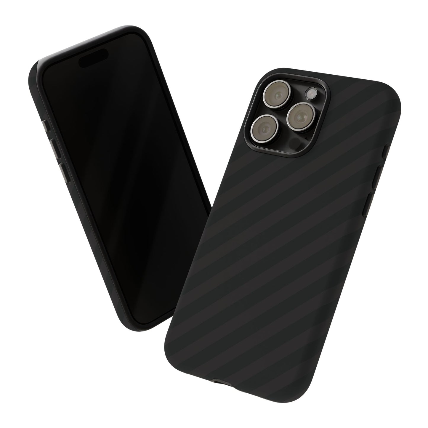 Phone Case, Black Diagonal Pattern Tough Gloss Finish Protective Cover, iPhone, Samsung, Google Pixel, Unique Geometric Design, Gift