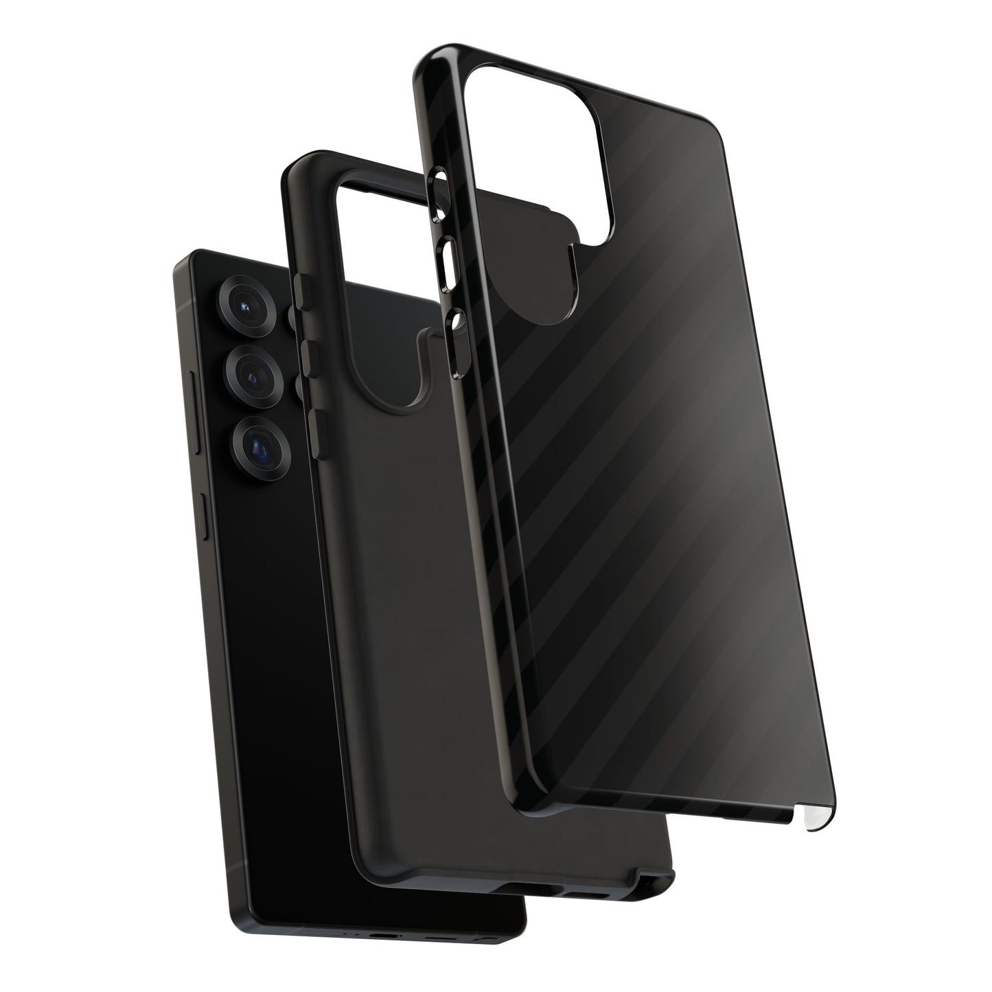 Phone Case, Black Diagonal Pattern Tough Gloss Finish Protective Cover, iPhone, Samsung, Google Pixel, Unique Geometric Design, Gift