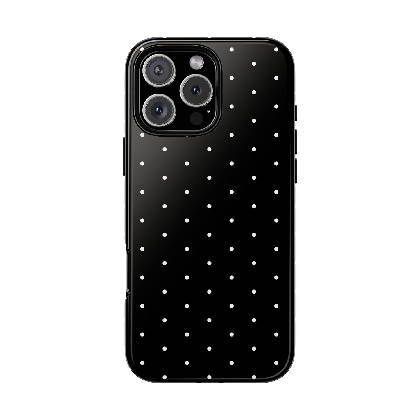 Phone Case, Elegant Black Tough Case with White Dots, Stylish Protective Cover, Minimalist Design, Gift for Her, Birthday Present, Christmas