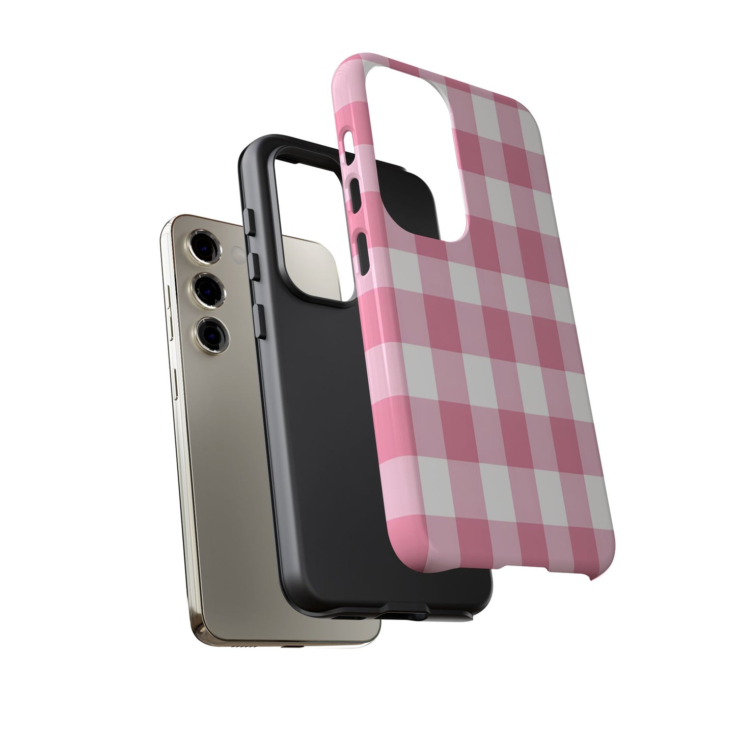 Pink Gingham Cute Phone Case Cover, for Fashion Lovers, Gift for Her, Stylish Tech Accessory, Perfect for Birthdays & Holidays
