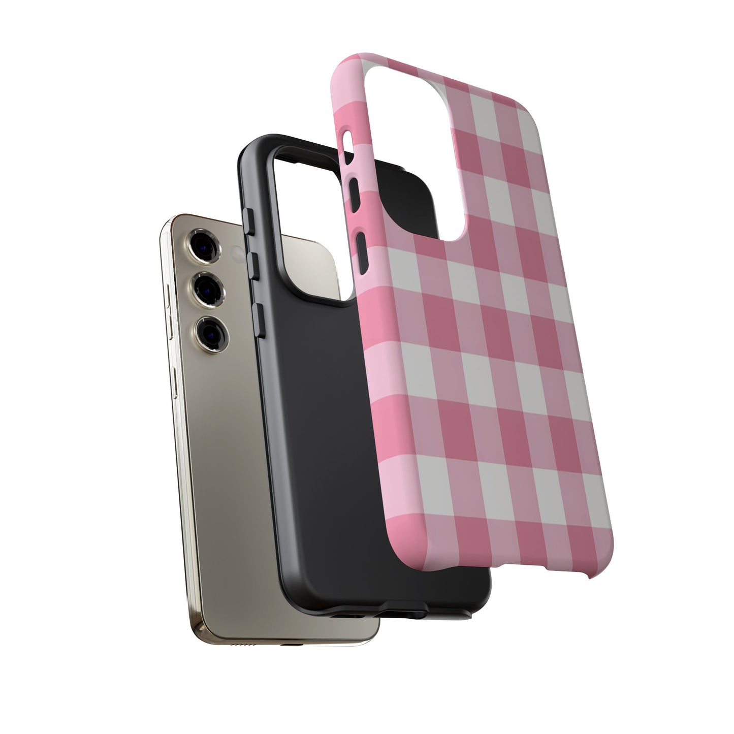 Pink Gingham Cute Phone Case Cover, for Fashion Lovers, Gift for Her, Stylish Tech Accessory, Perfect for Birthdays & Holidays