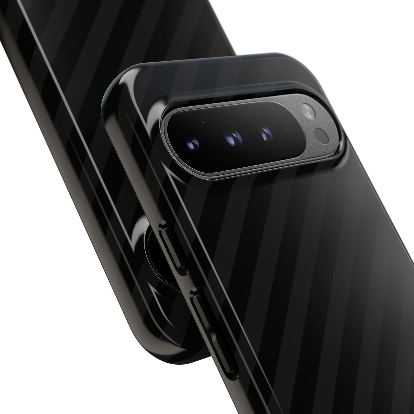 Phone Case, Black Diagonal Pattern Tough Gloss Finish Protective Cover, iPhone, Samsung, Google Pixel, Unique Geometric Design, Gift