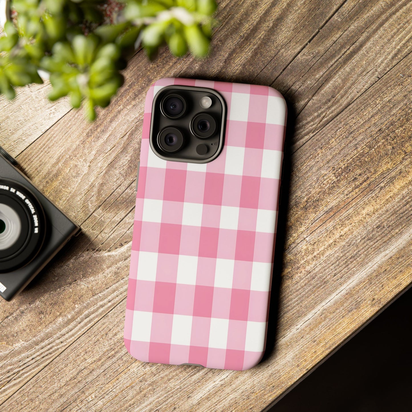 Pink Gingham Cute Phone Case Cover, for Fashion Lovers, Gift for Her, Stylish Tech Accessory, Perfect for Birthdays & Holidays