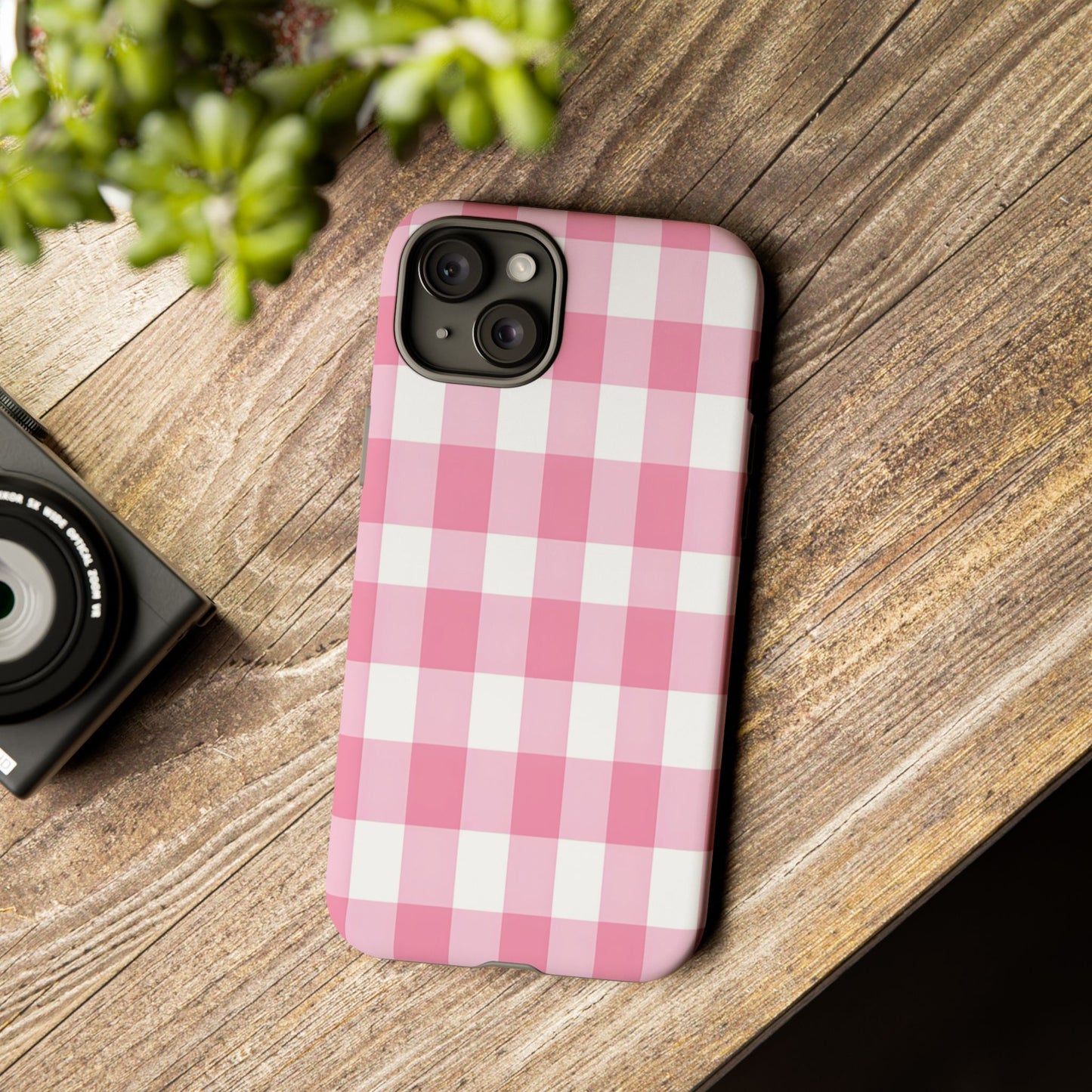 Pink Gingham Cute Phone Case Cover, for Fashion Lovers, Gift for Her, Stylish Tech Accessory, Perfect for Birthdays & Holidays