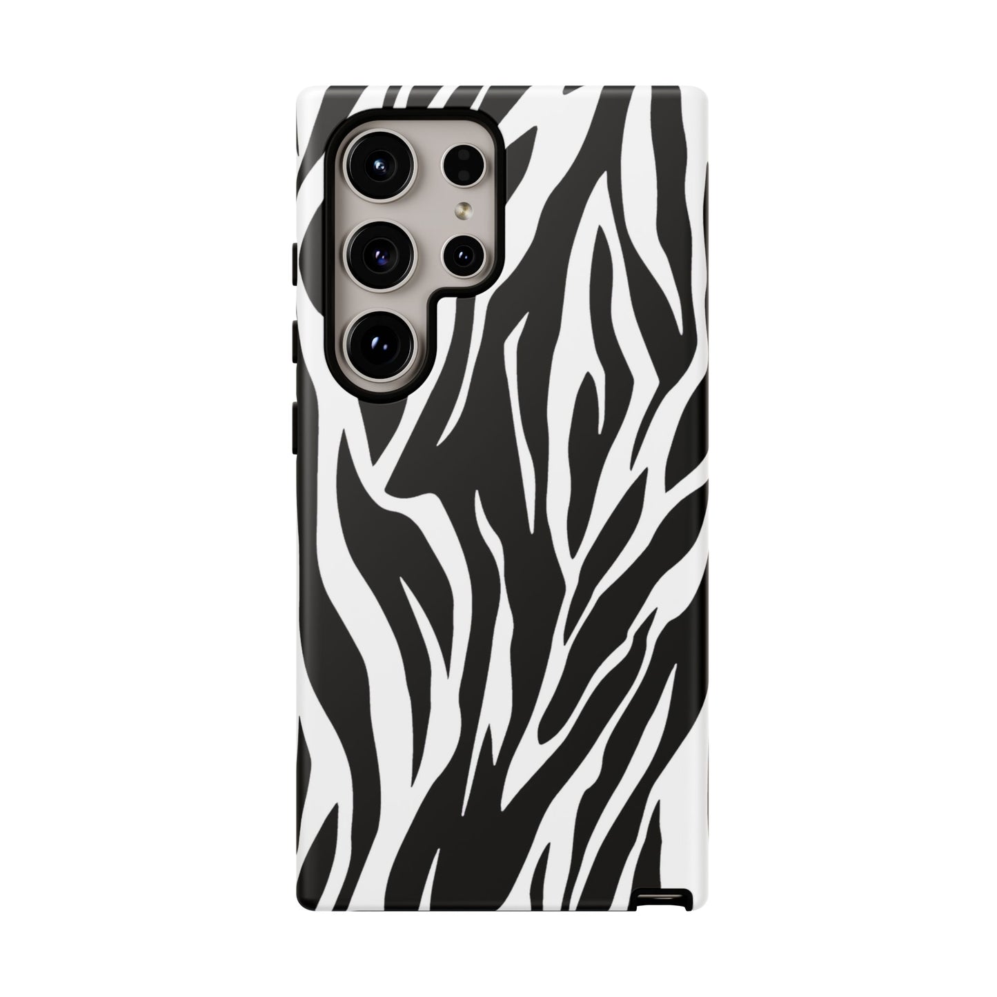 Black White Tiger Print Tough Case Cover for iPhone Samsung and Google phones.