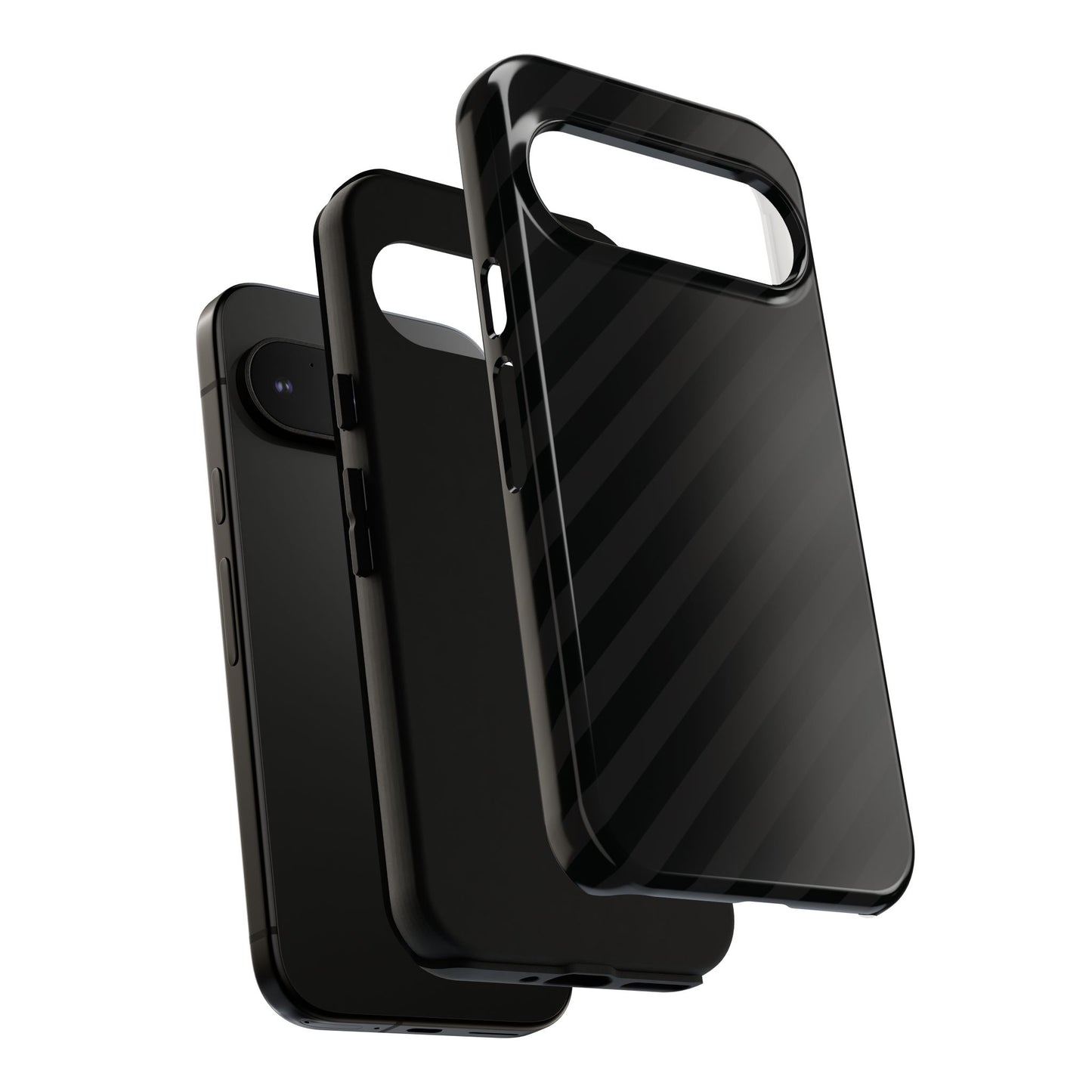 Phone Case, Black Diagonal Pattern Tough Gloss Finish Protective Cover, iPhone, Samsung, Google Pixel, Unique Geometric Design, Gift