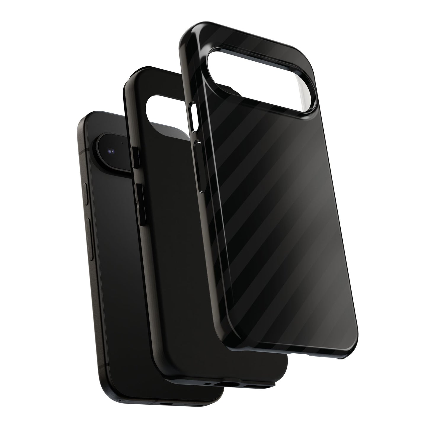 Phone Case, Black Diagonal Pattern Tough Gloss Finish Protective Cover, iPhone, Samsung, Google Pixel, Unique Geometric Design, Gift