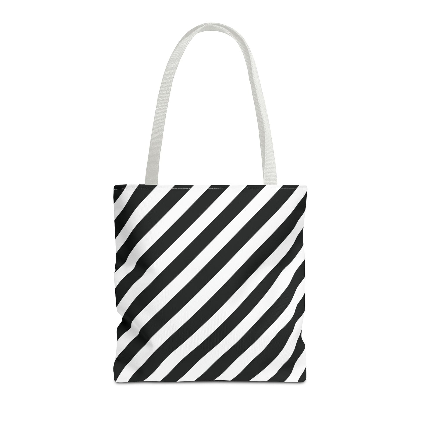 Black and White Diagonal Striped Tote Bag