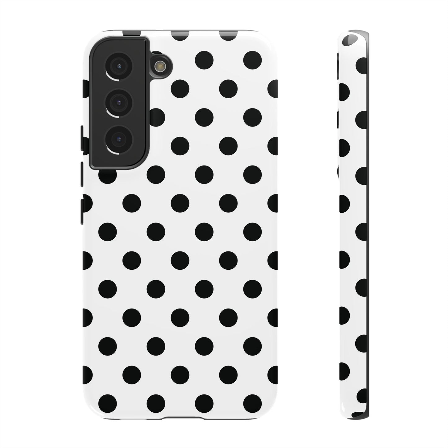 Black White Polka Dot Phone Case Cover iPhone, Samsung Galaxy S25, Google Pixel 7