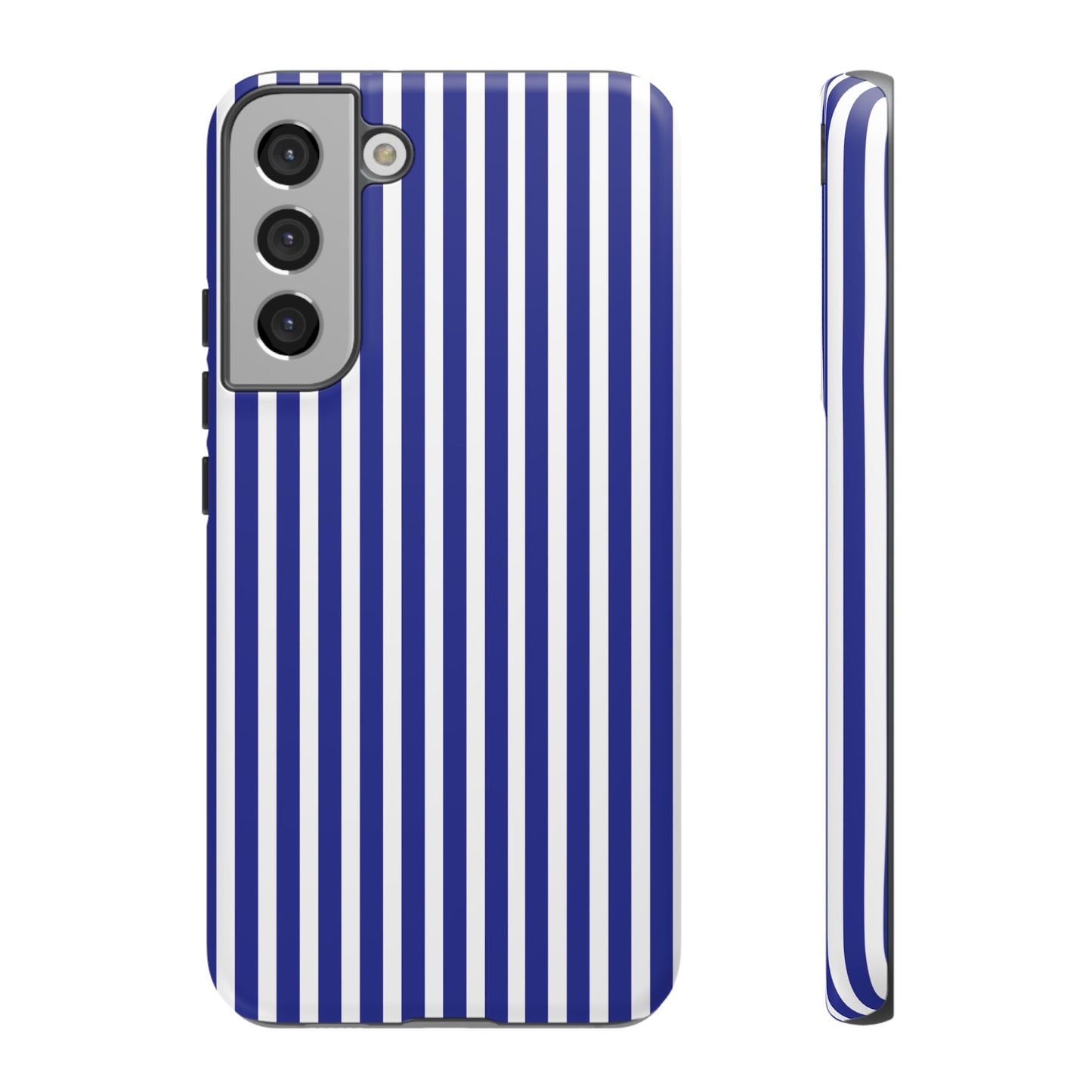 Phone Case, Blue White Striped Tough Case Cover, Protective Phone Cover, Hard Shell Phone Case, Phone Accessories, Phone Protector