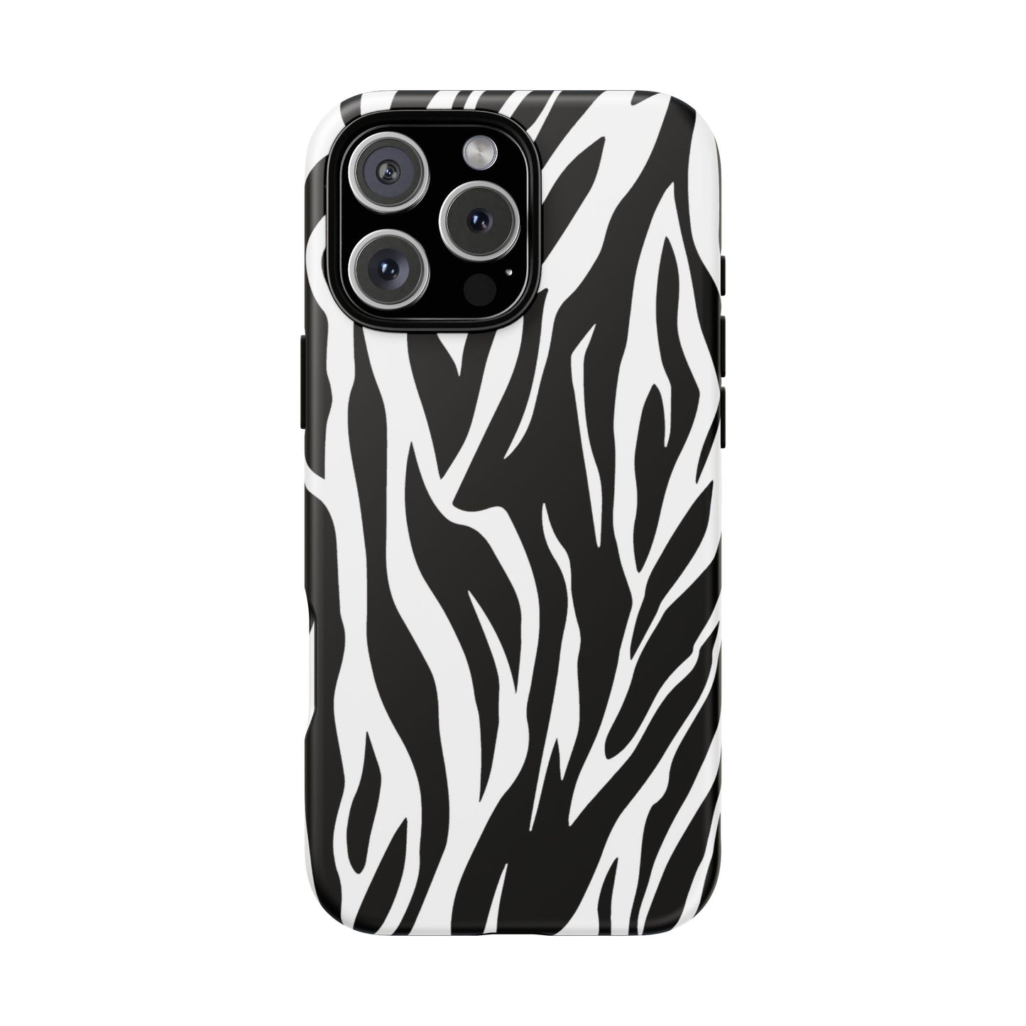 Black White Tiger Print Tough Case Cover for iPhone Samsung and Google phones.