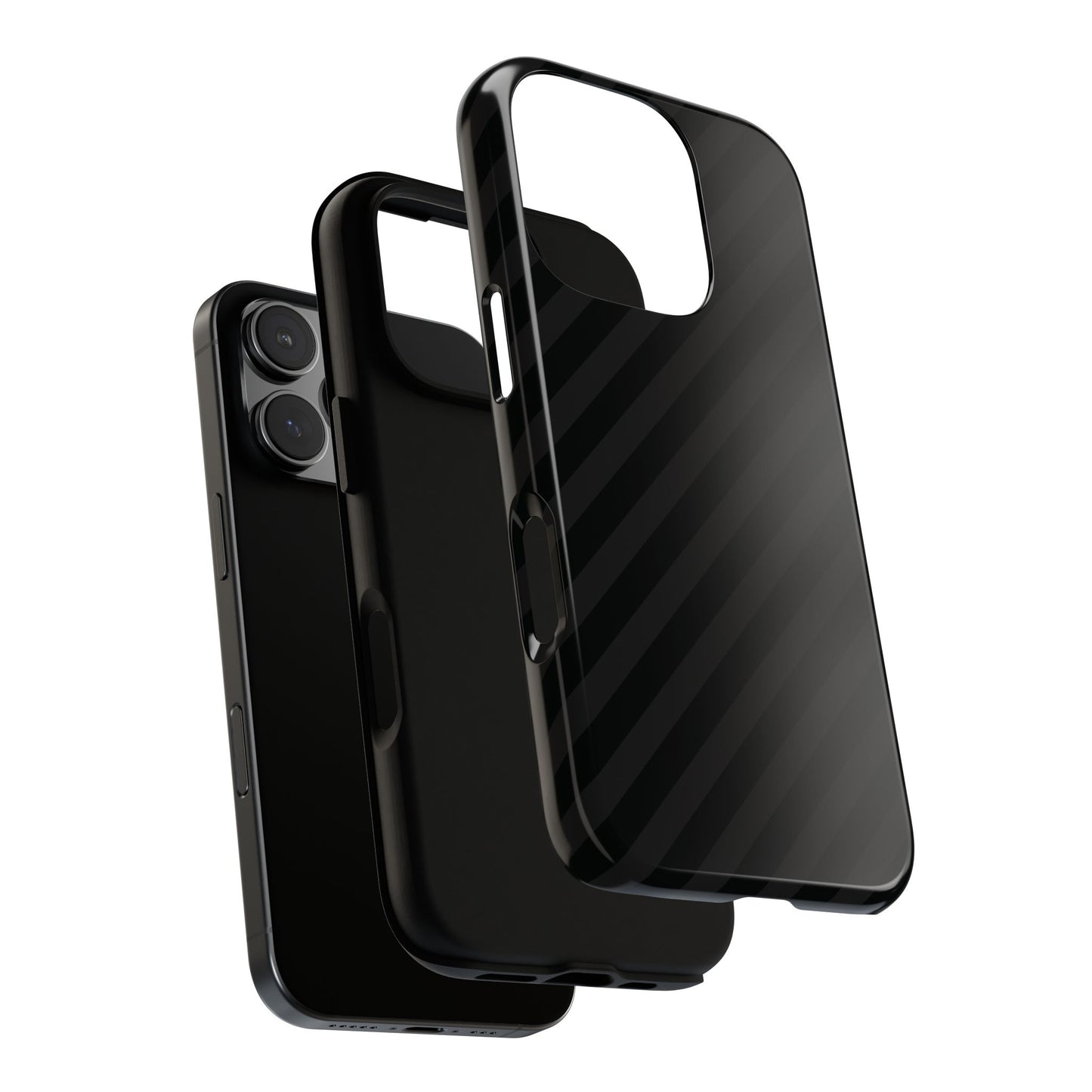 Phone Case, Black Diagonal Pattern Tough Gloss Finish Protective Cover, iPhone, Samsung, Google Pixel, Unique Geometric Design, Gift