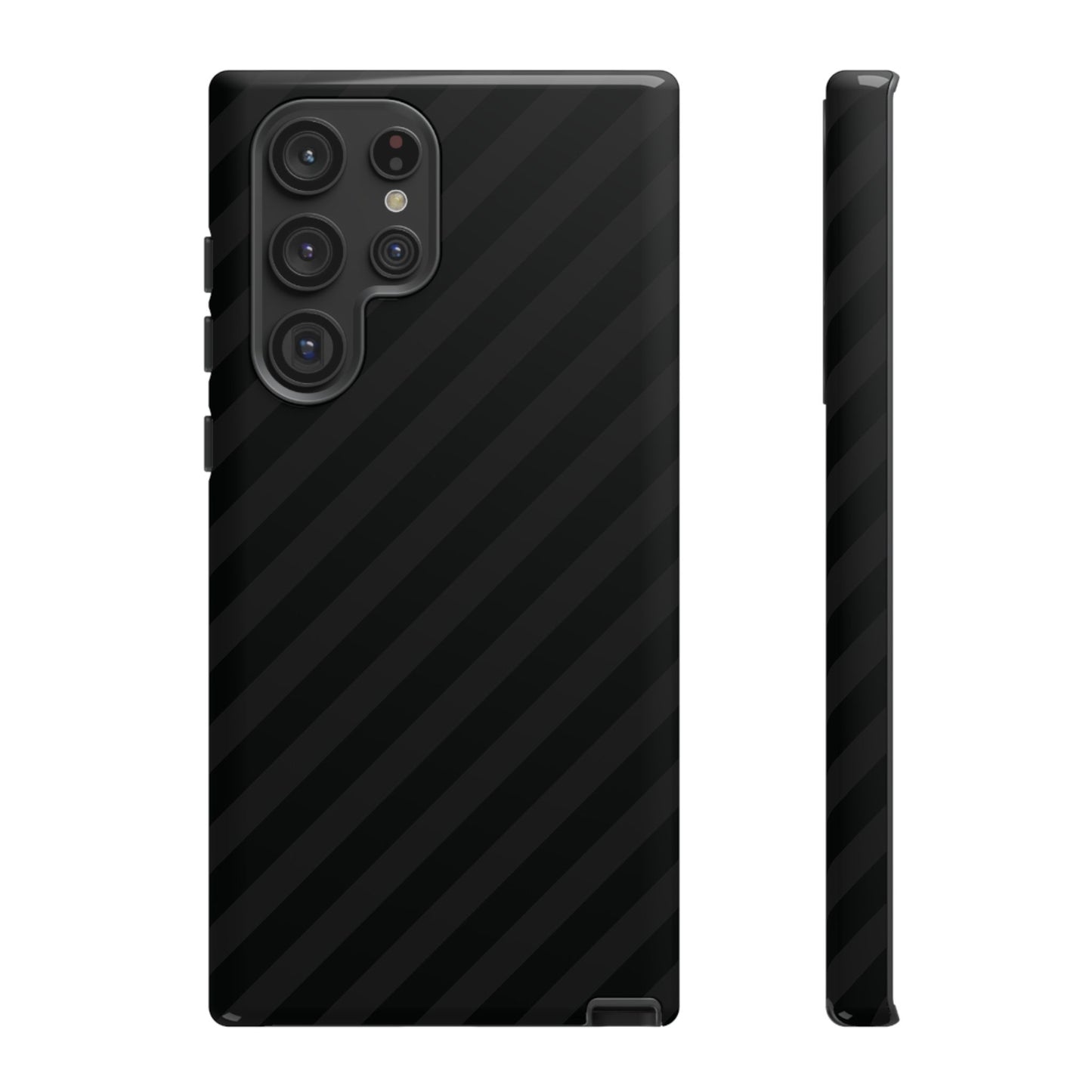 Phone Case, Black Diagonal Pattern Tough Gloss Finish Protective Cover, iPhone, Samsung, Google Pixel, Unique Geometric Design, Gift