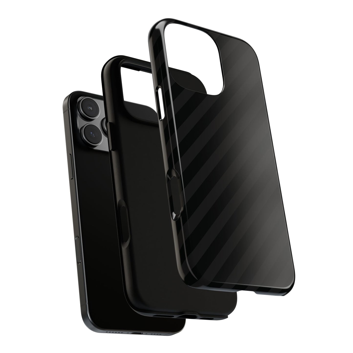 Phone Case, Black Diagonal Pattern Tough Gloss Finish Protective Cover, iPhone, Samsung, Google Pixel, Unique Geometric Design, Gift