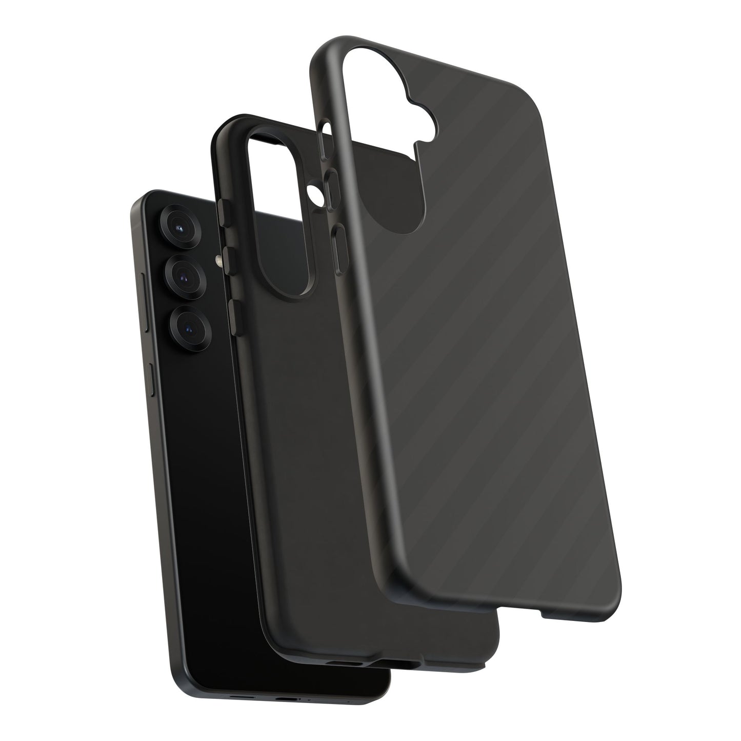Phone Case, Black Diagonal Pattern Tough Gloss Finish Protective Cover, iPhone, Samsung, Google Pixel, Unique Geometric Design, Gift