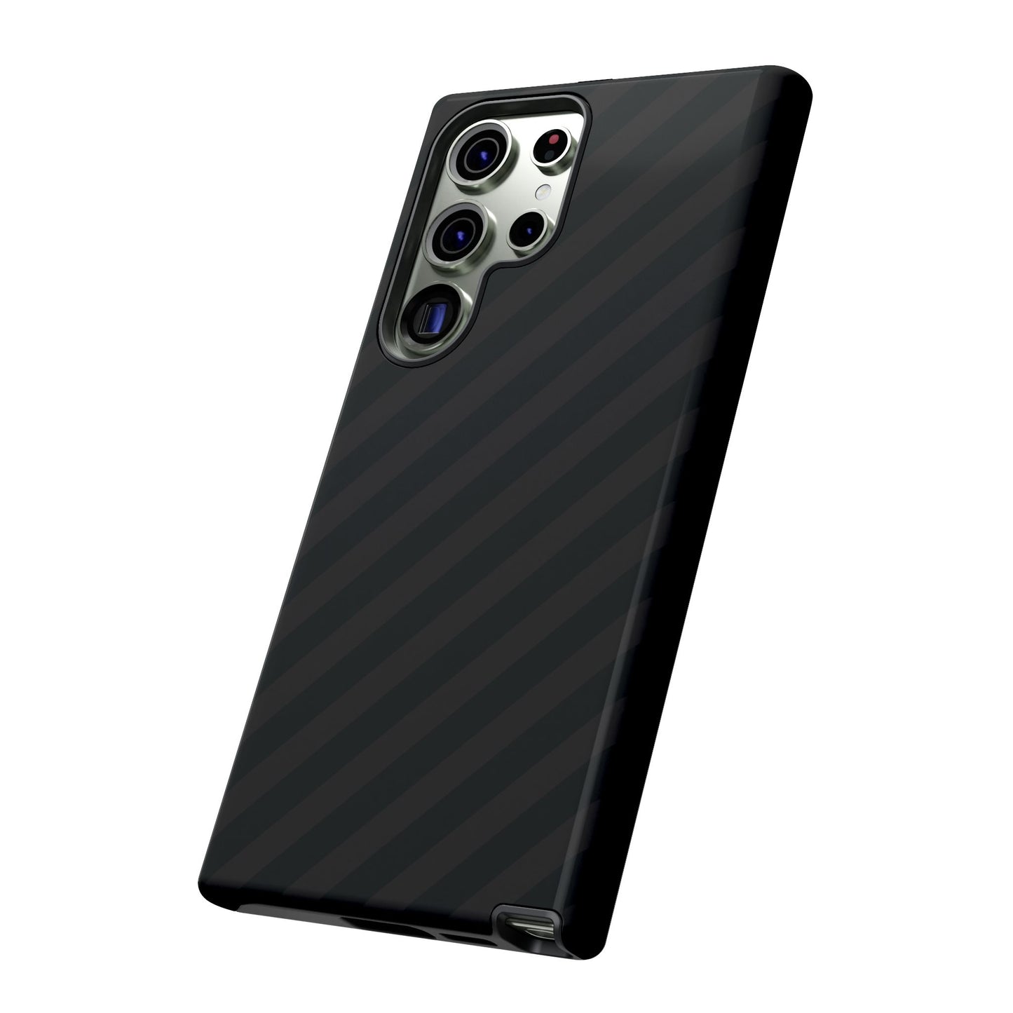 Phone Case, Black Diagonal Pattern Tough Gloss Finish Protective Cover, iPhone, Samsung, Google Pixel, Unique Geometric Design, Gift
