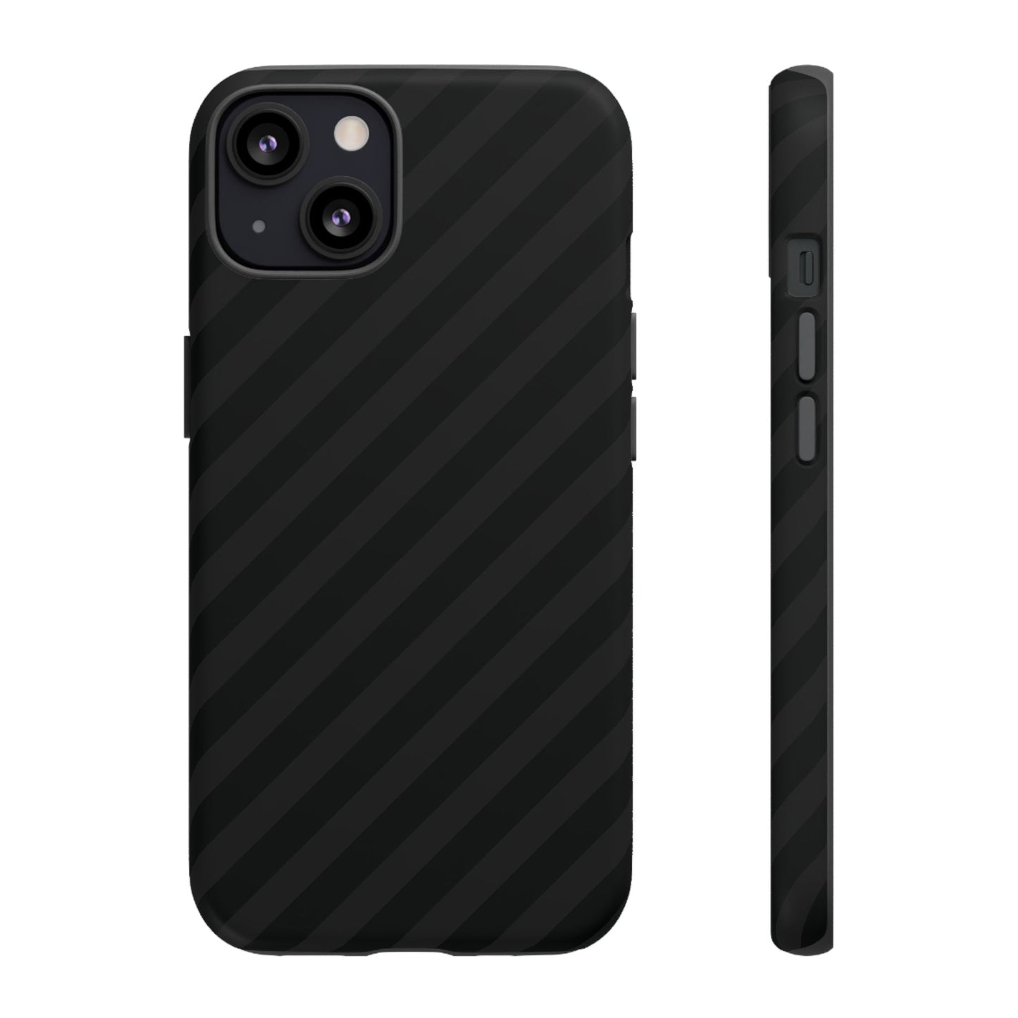 Phone Case, Black Diagonal Pattern Tough Gloss Finish Protective Cover, iPhone, Samsung, Google Pixel, Unique Geometric Design, Gift