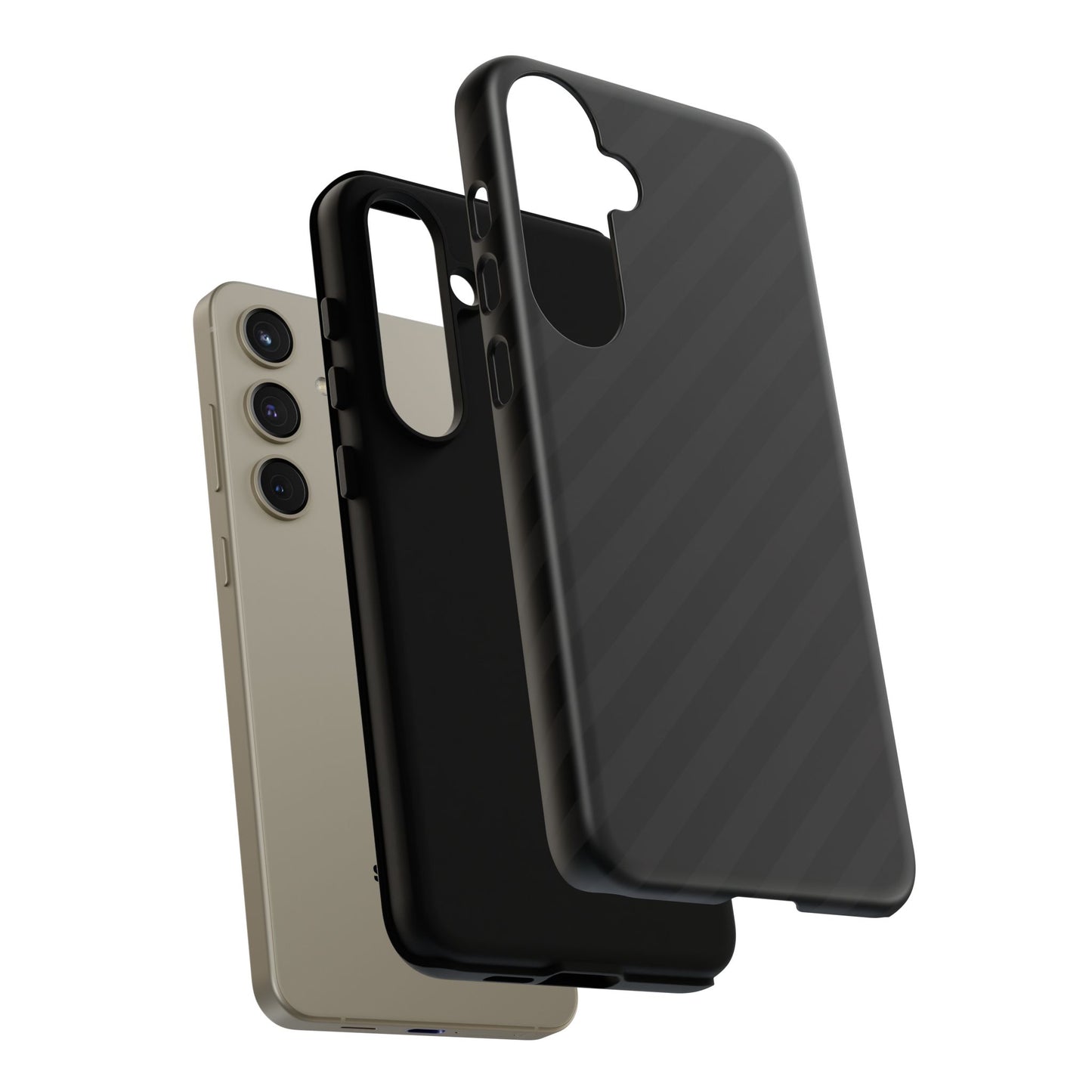 Phone Case, Black Diagonal Pattern Tough Gloss Finish Protective Cover, iPhone, Samsung, Google Pixel, Unique Geometric Design, Gift