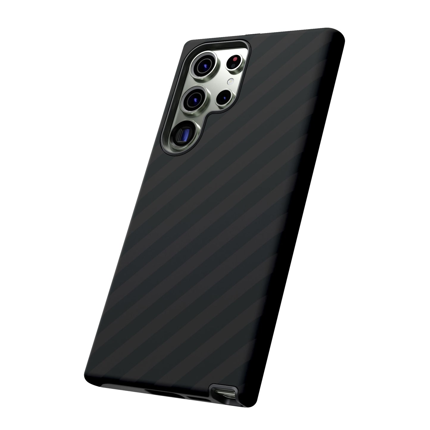 Phone Case, Black Diagonal Pattern Tough Gloss Finish Protective Cover, iPhone, Samsung, Google Pixel, Unique Geometric Design, Gift