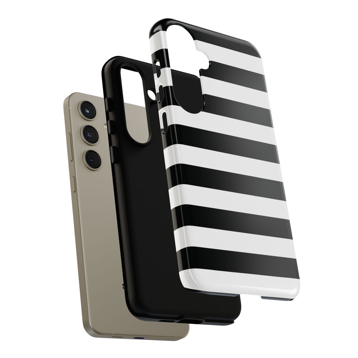 Black White Stripe Phone Case for iPhone, Samsung S, Google Pixel Phones